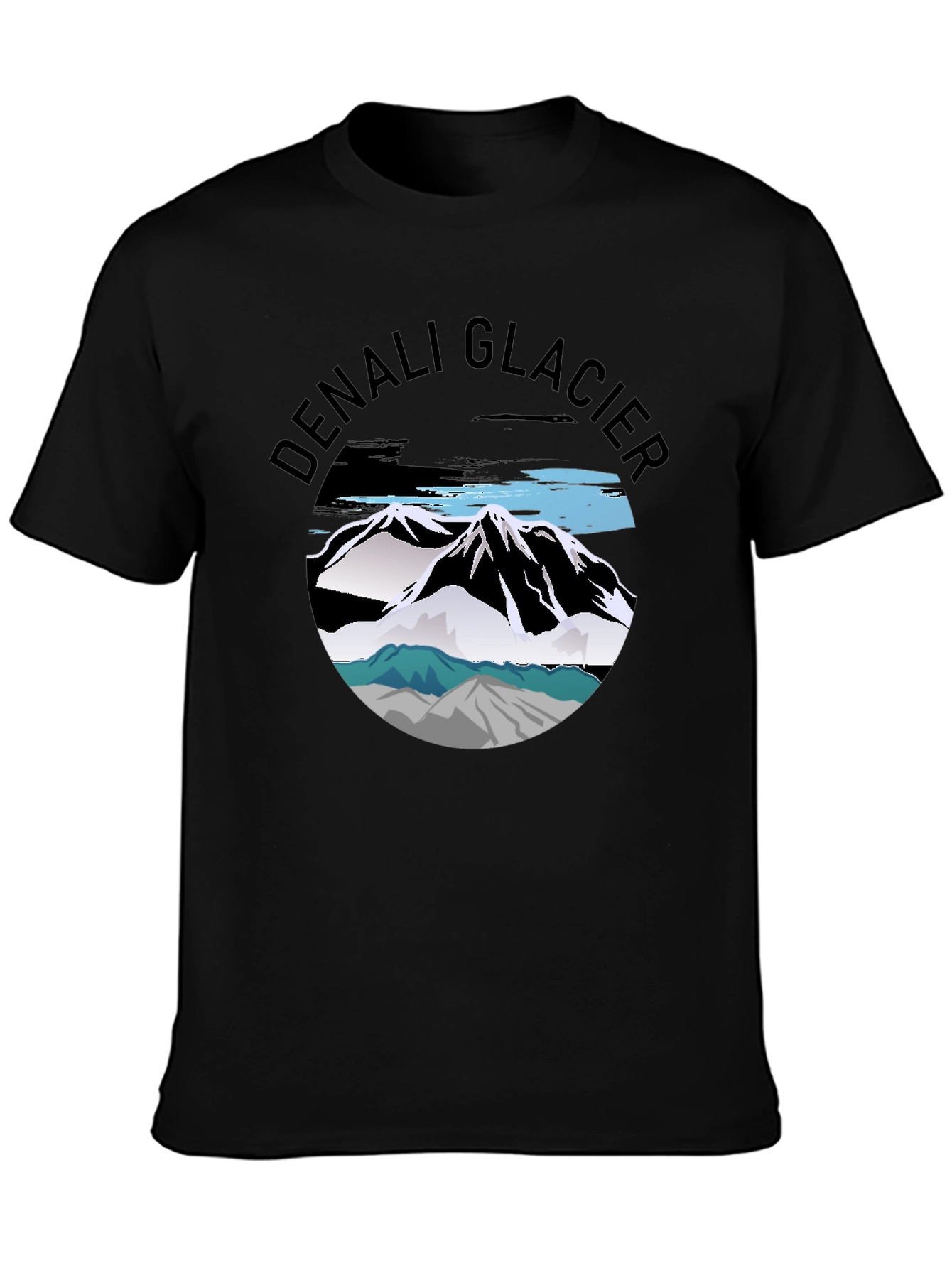 Denali Glacier Graphic Tee - Black Cotton T-Shirt