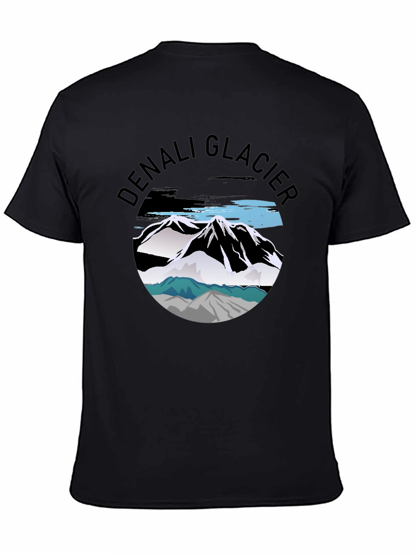 Denali Glacier Graphic Tee - Black Cotton T-Shirt