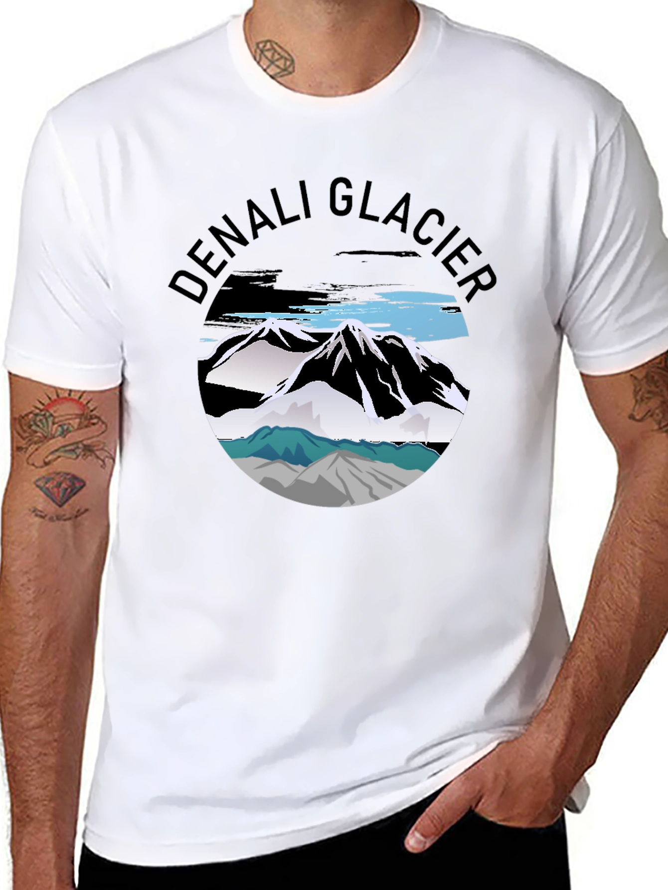 Denali Glacier Graphic Tee - Black Cotton T-Shirt