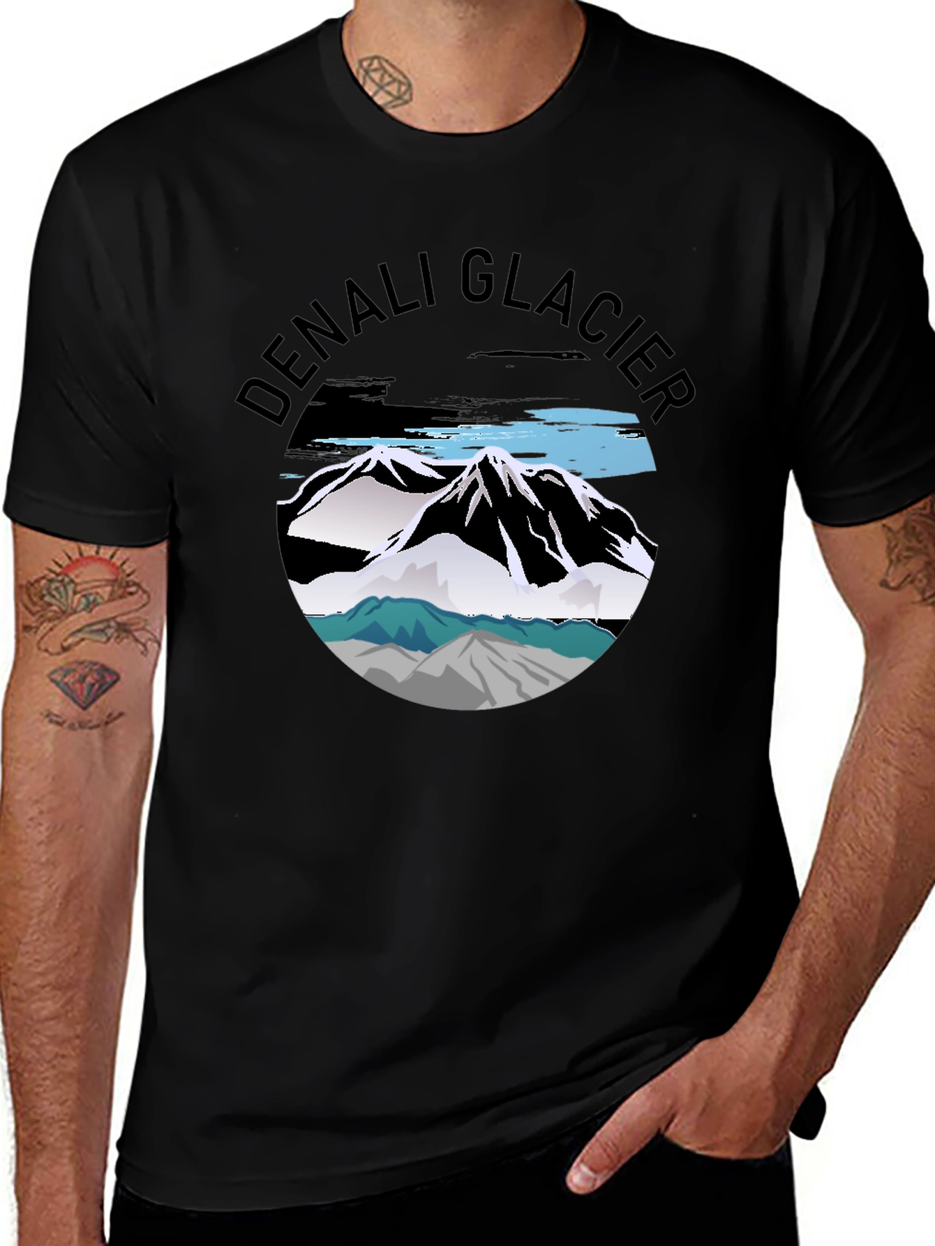 Denali Glacier Graphic Tee - Black Cotton T-Shirt