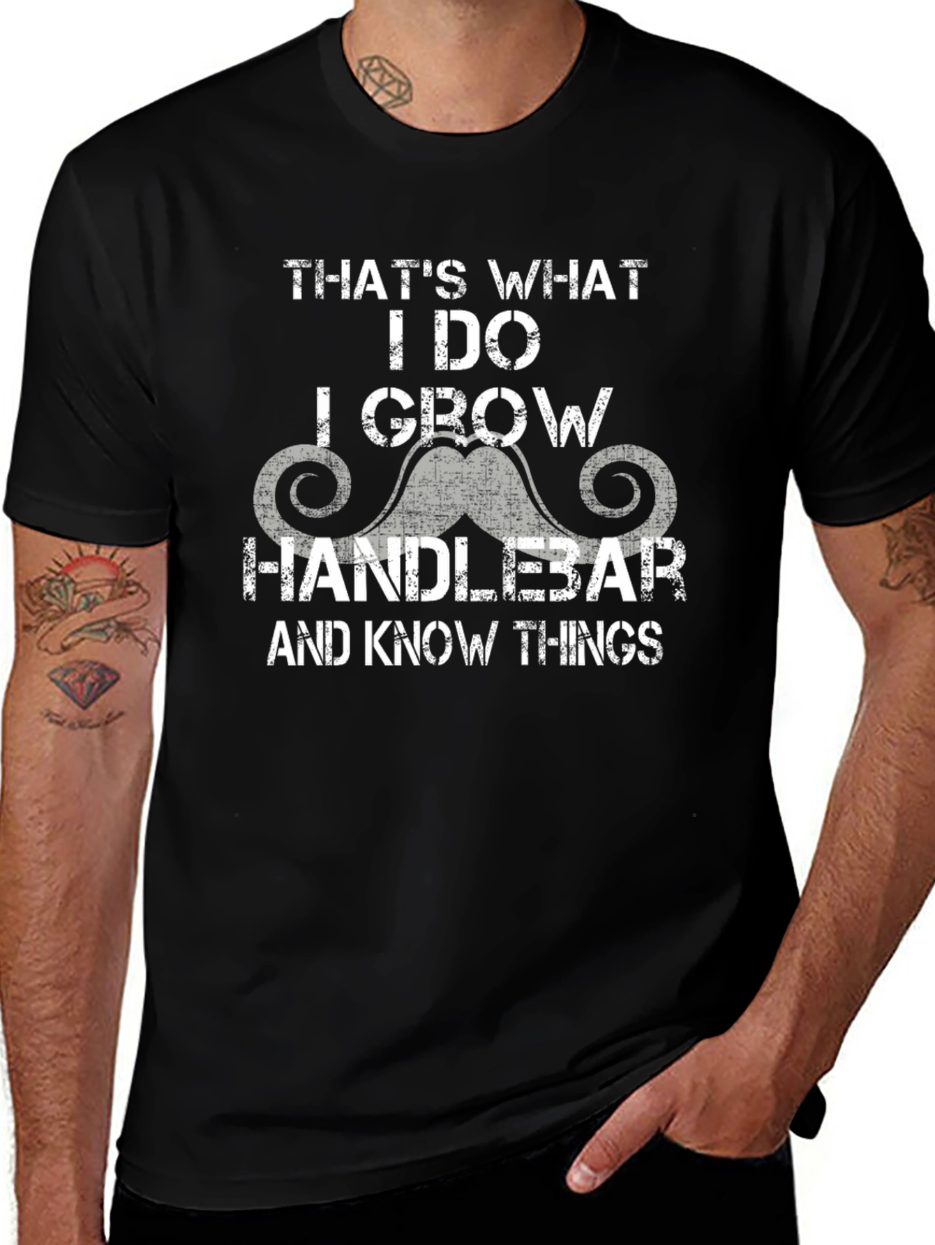 Handlebar Mustache T-Shirt - I Grow & Know Things