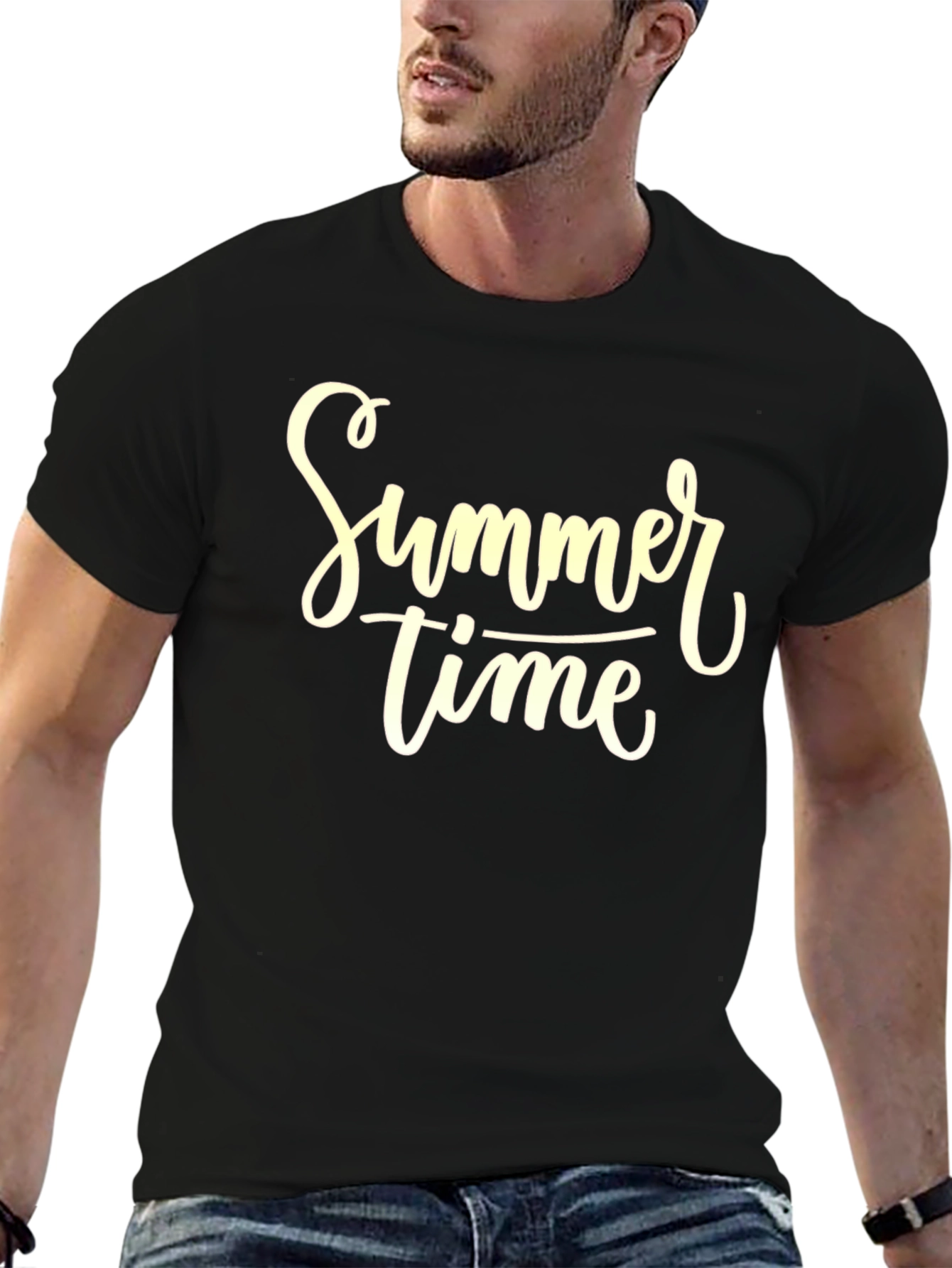 Summer Time Graphic Tee - Black Cotton T-Shirt
