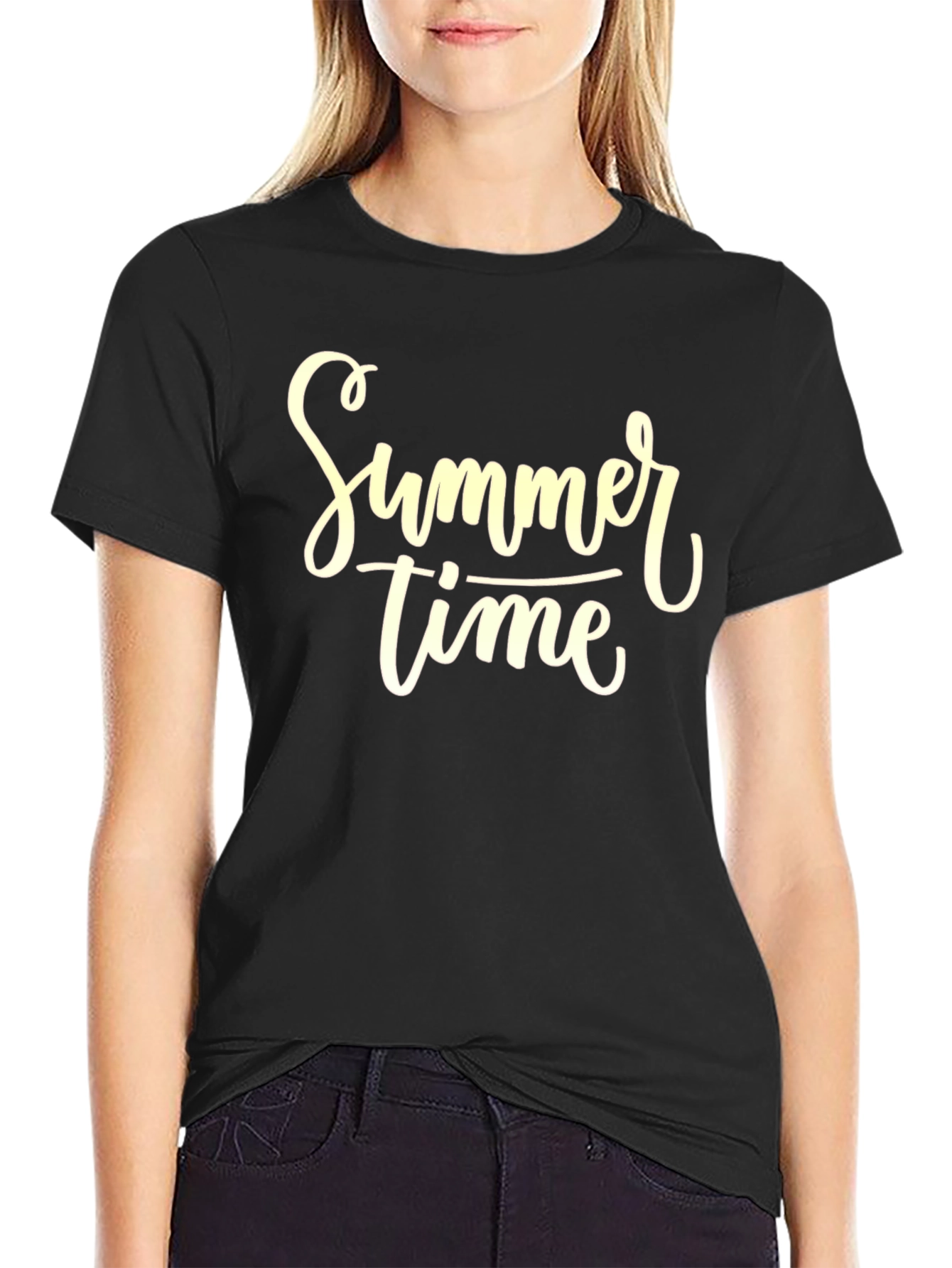 Summer Time Graphic Tee - Black Cotton T-Shirt