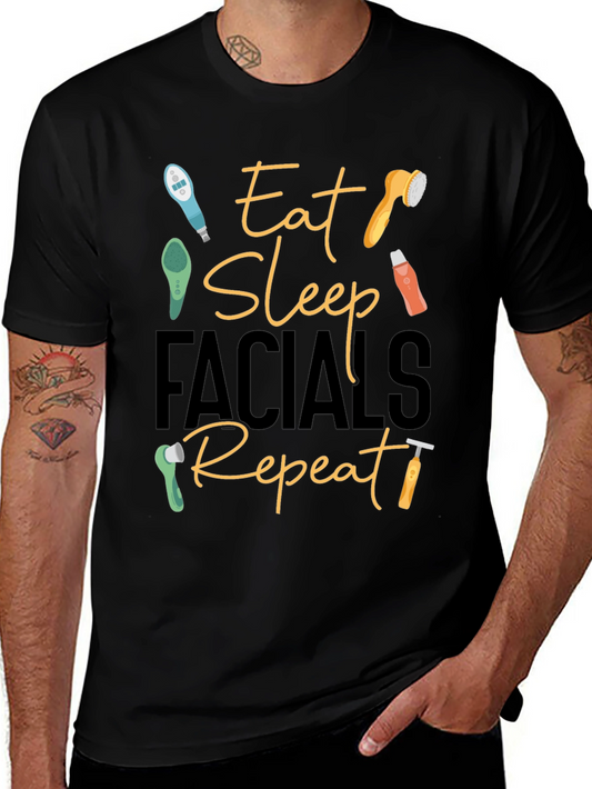 Eat Sleep Facials Repeat Black T-Shirt