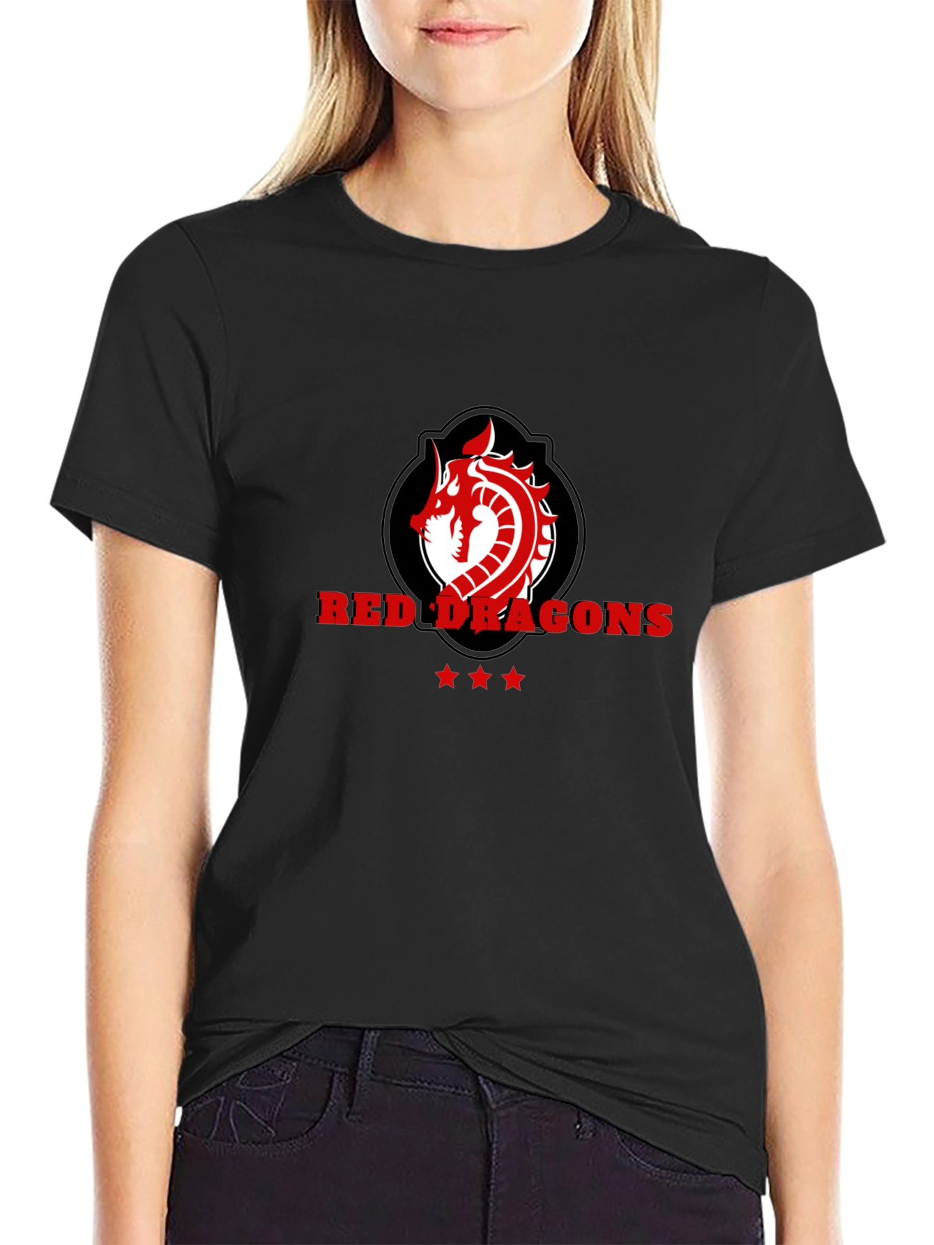 Red Dragons Graphic Tee - Black