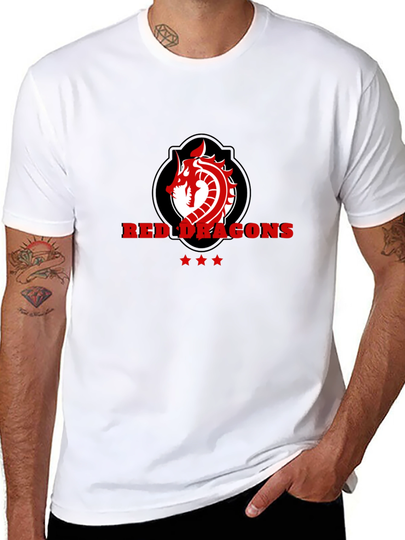 Red Dragons Graphic Tee - Black