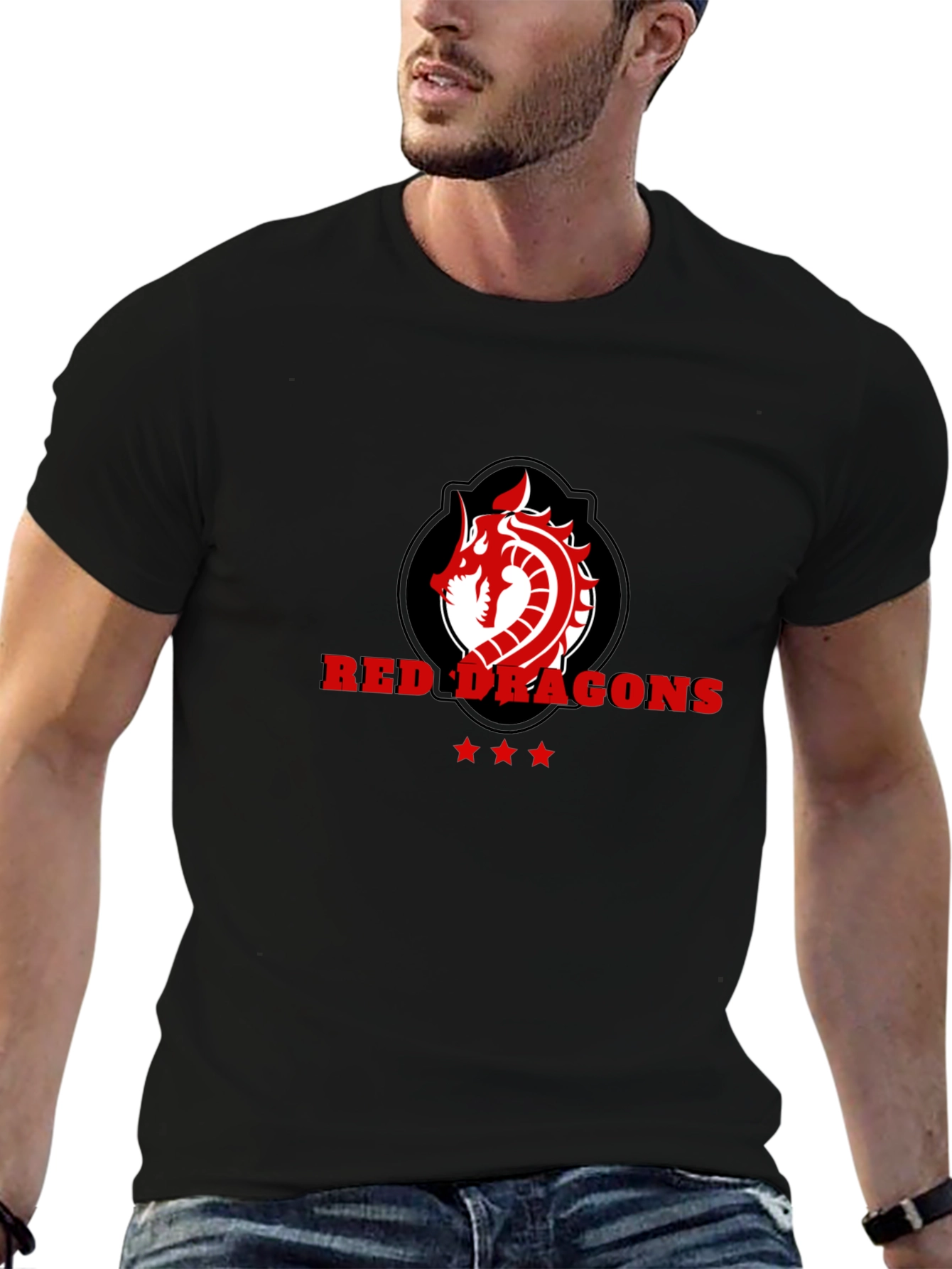 Red Dragons Graphic Tee - Black