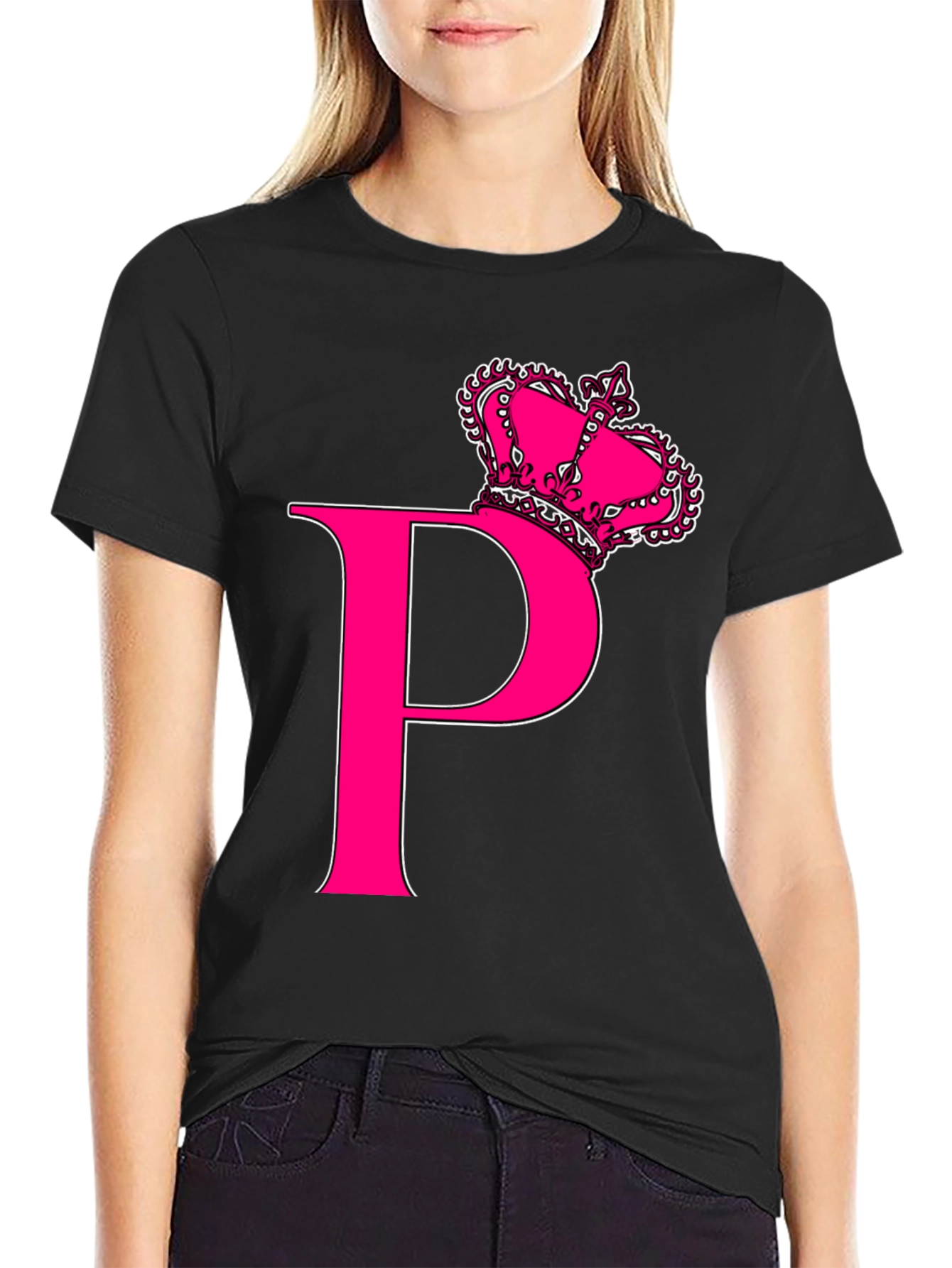 Pink Crown P Black T-Shirt