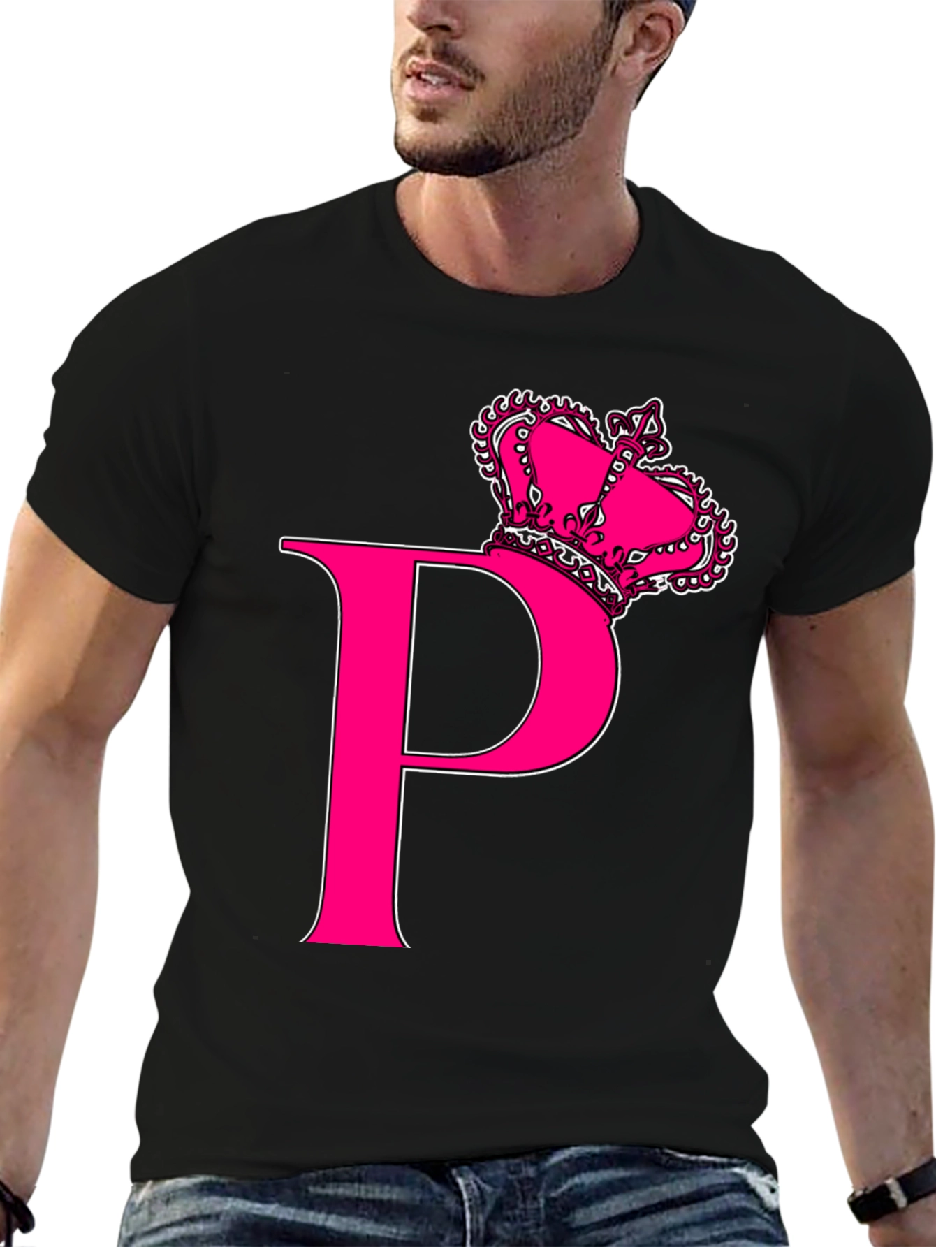 Pink Crown P Black T-Shirt