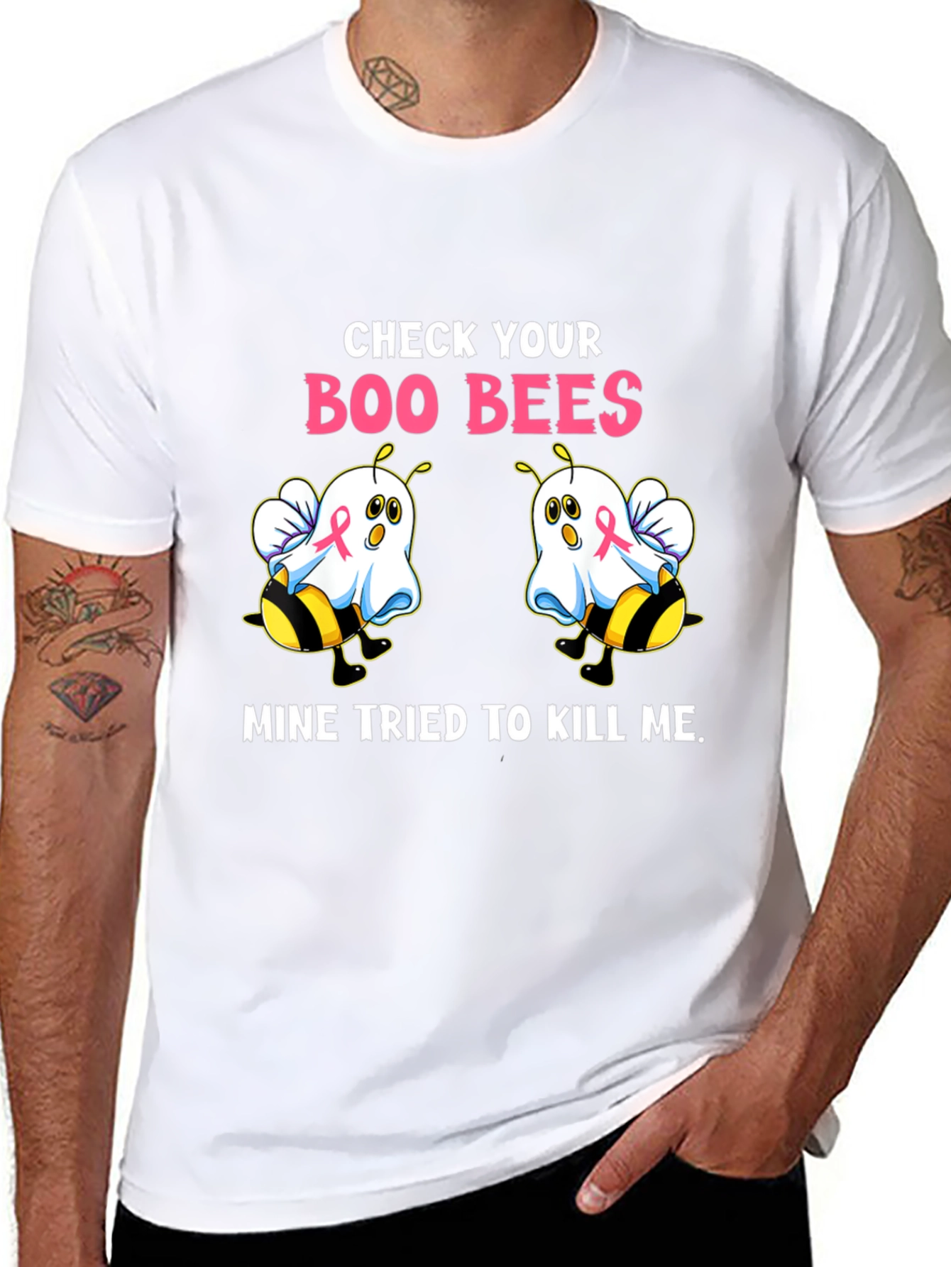Boo Bees T-Shirt Breast Cancer Awareness Halloween Tee