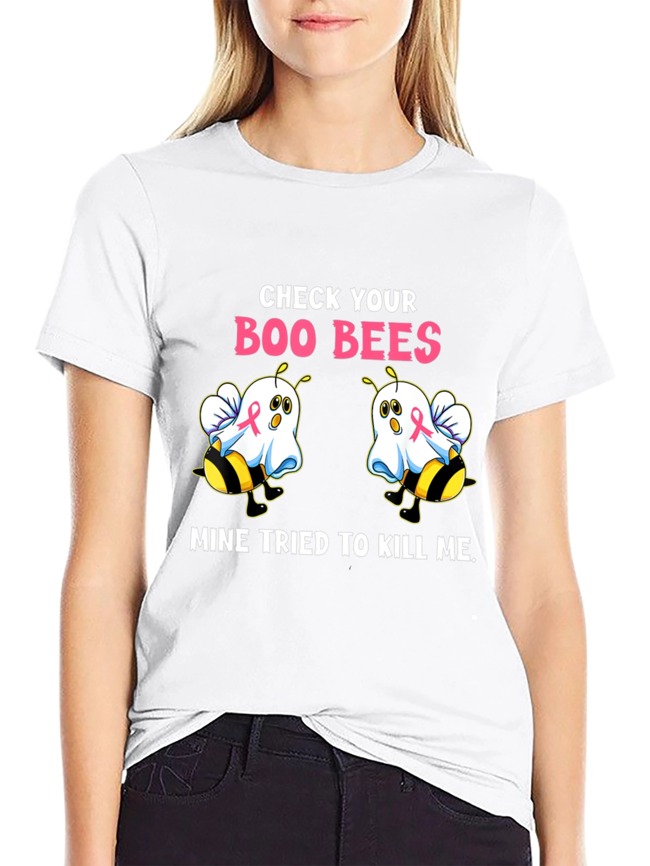 Boo Bees T-Shirt Breast Cancer Awareness Halloween Tee