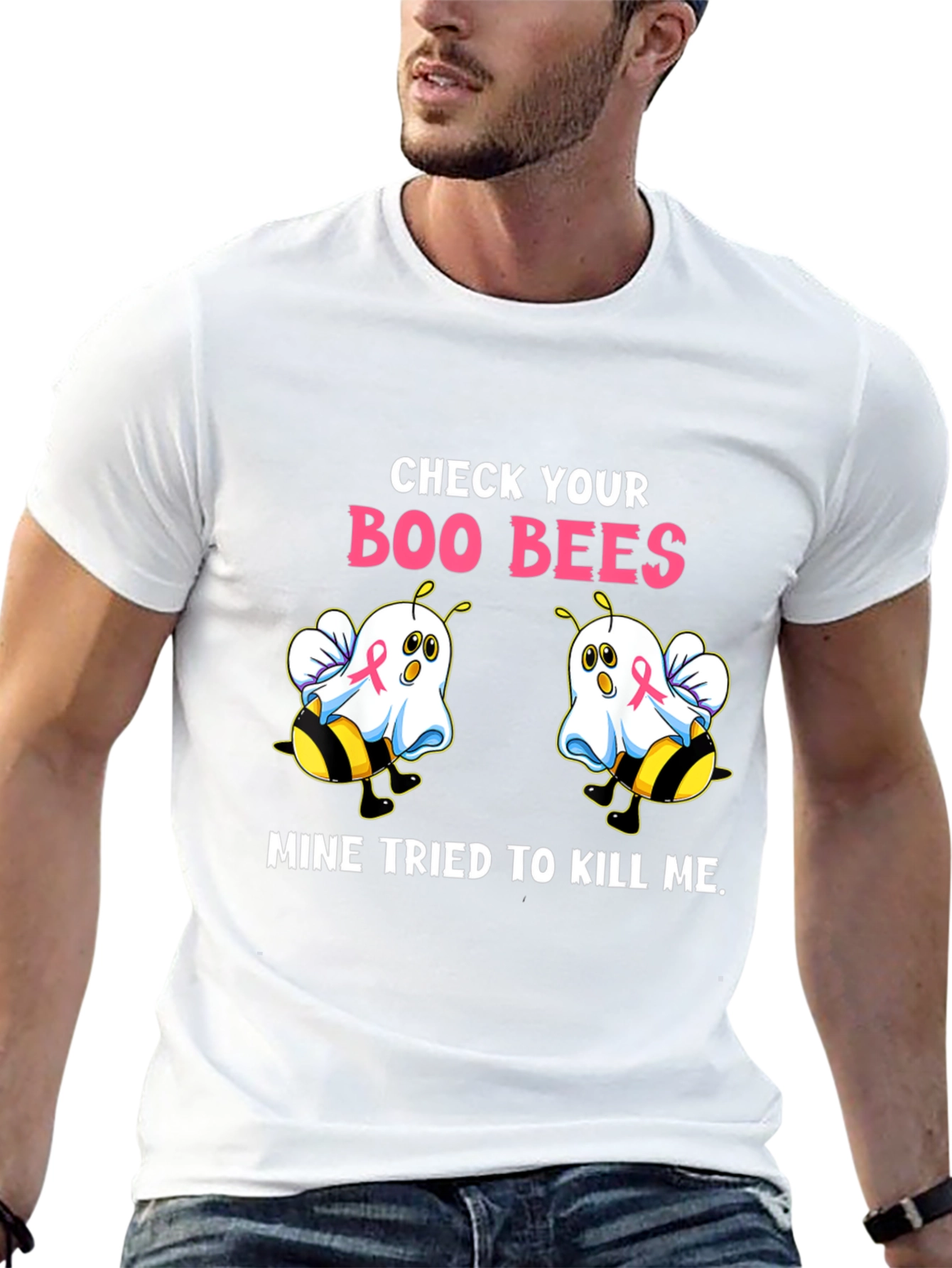 Boo Bees T-Shirt Breast Cancer Awareness Halloween Tee