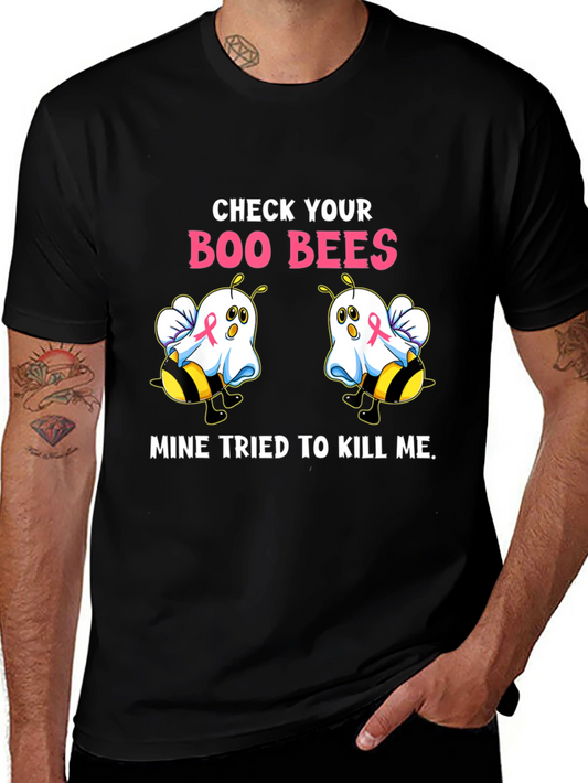 Boo Bees T-Shirt Breast Cancer Awareness Halloween Tee