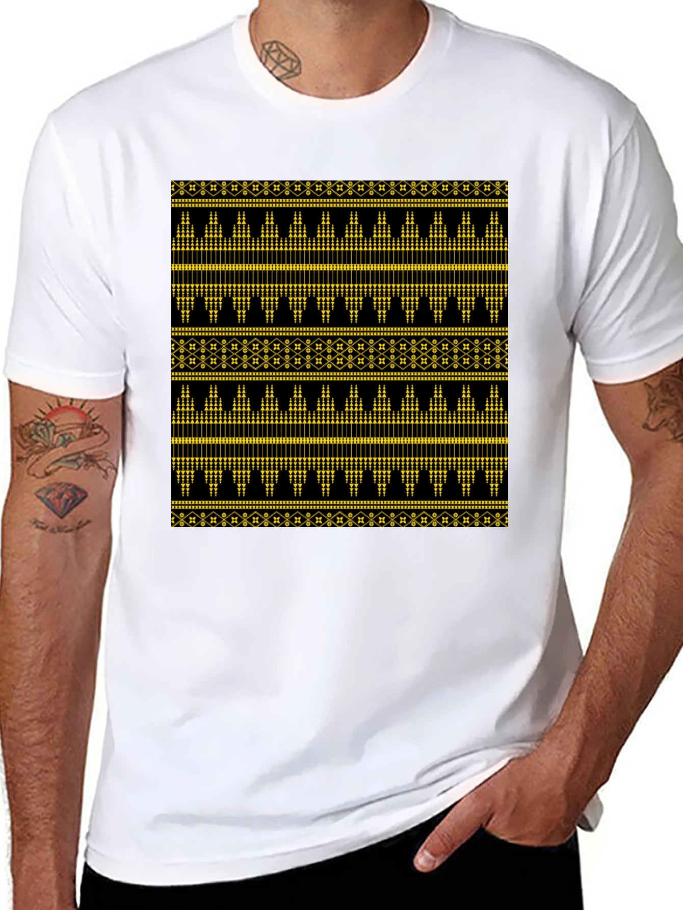 Ethnic Pattern Black T-Shirt