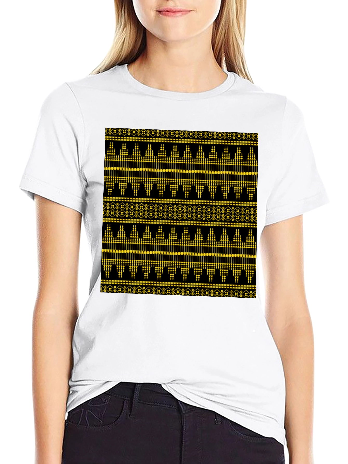 Ethnic Pattern Black T-Shirt