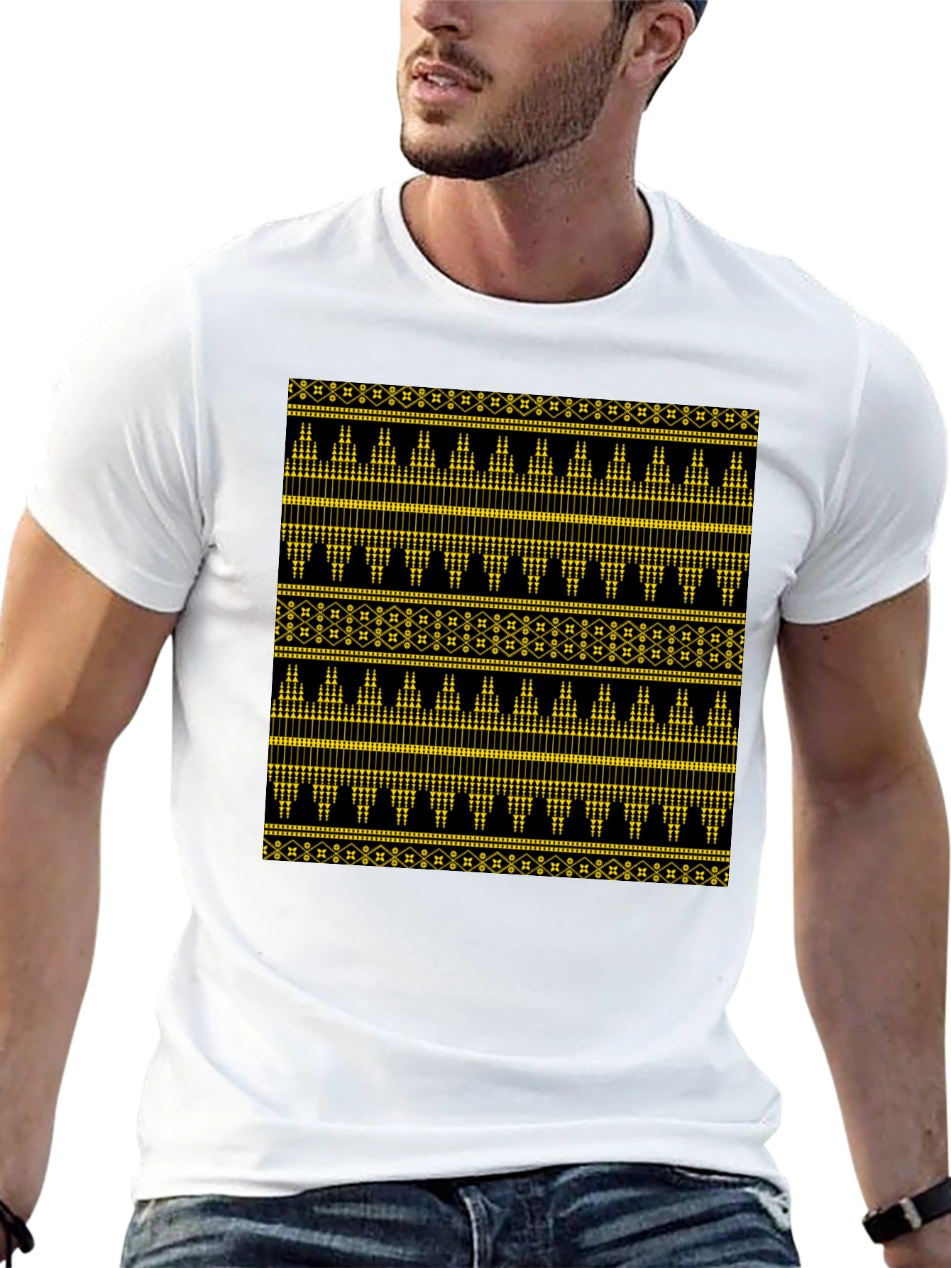 Ethnic Pattern Black T-Shirt