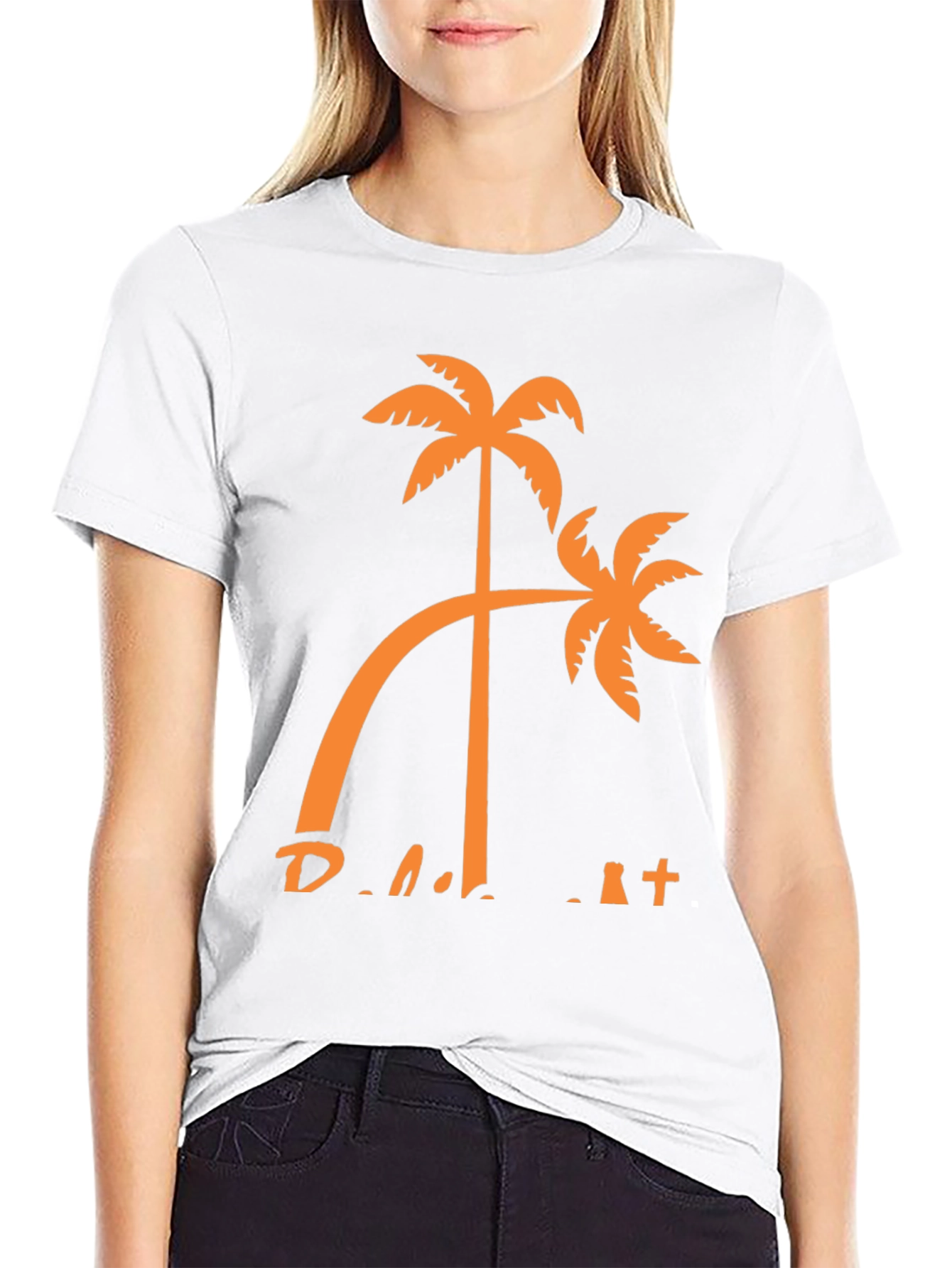 Tropical Palm Tree Graphic Tee - Black Cotton T-Shirt