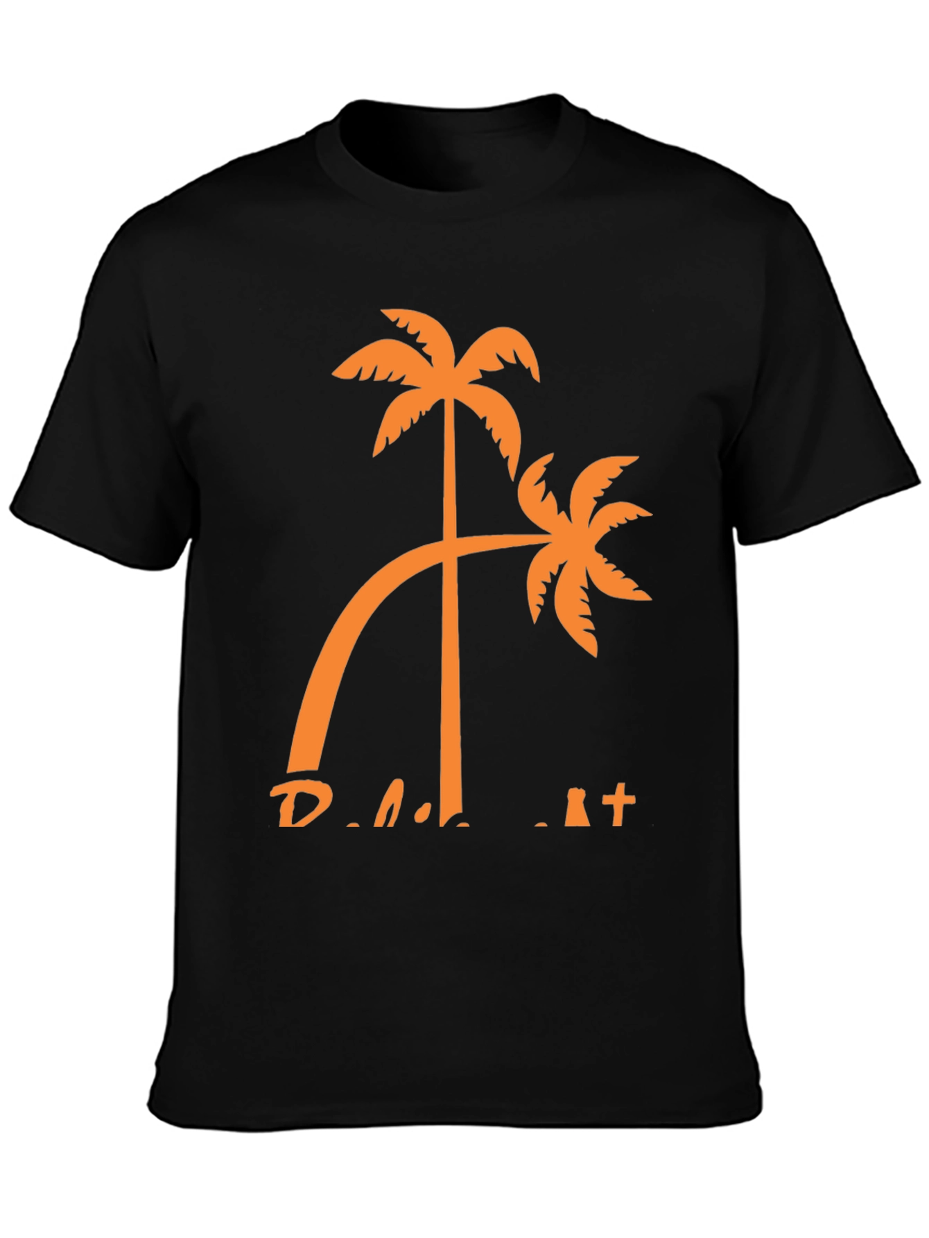 Tropical Palm Tree Graphic Tee - Black Cotton T-Shirt