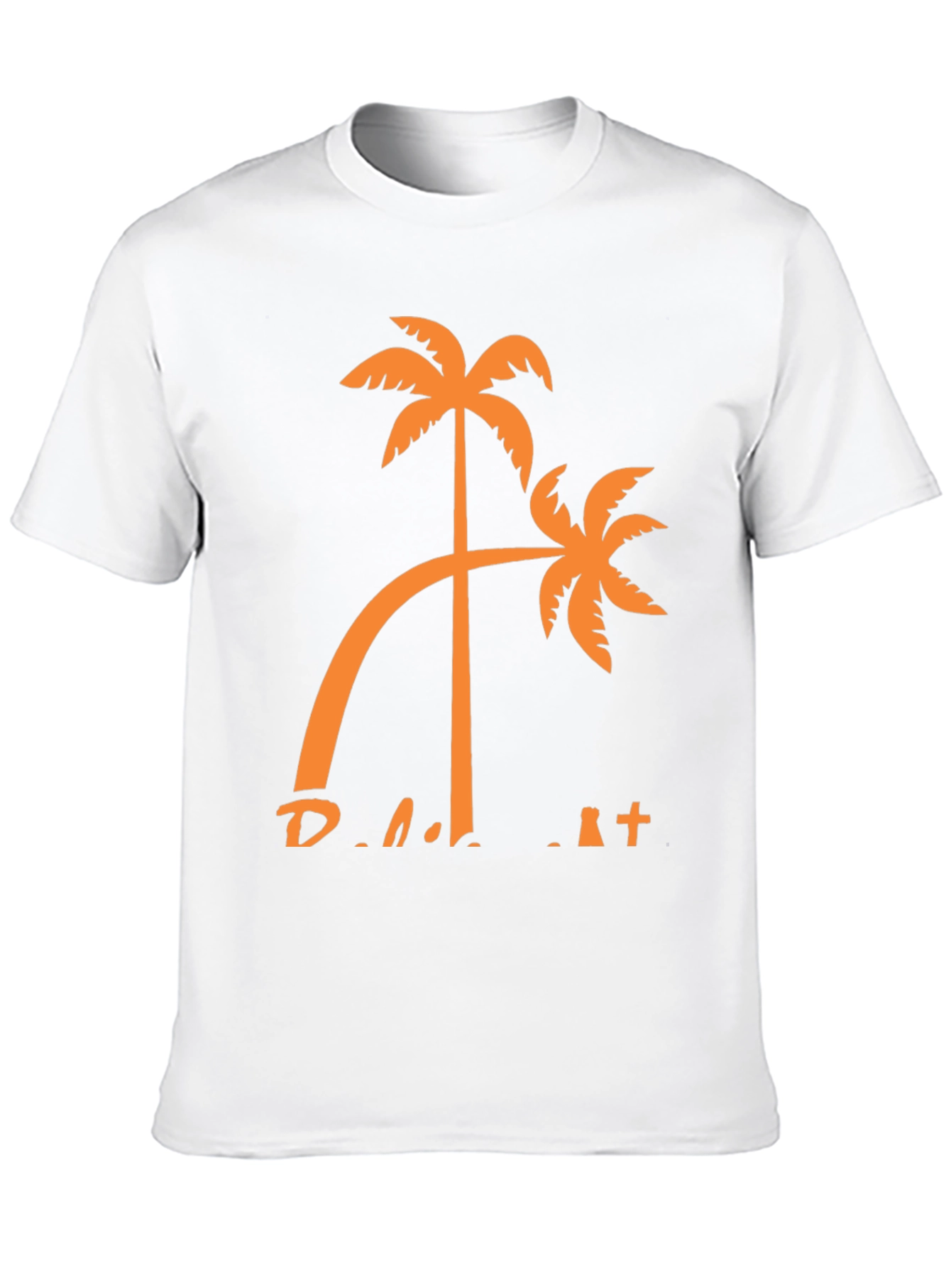 Tropical Palm Tree Graphic Tee - Black Cotton T-Shirt