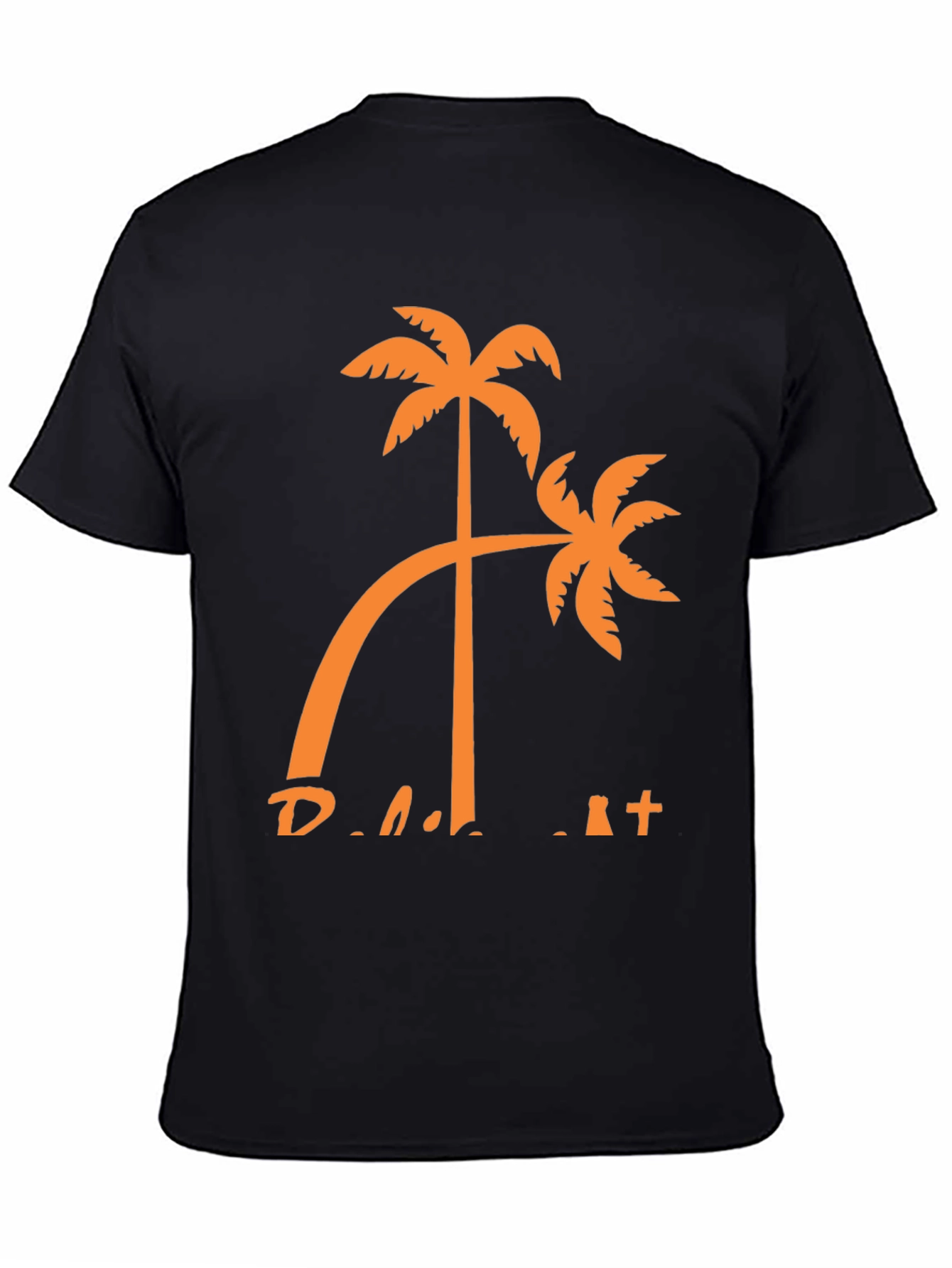 Tropical Palm Tree Graphic Tee - Black Cotton T-Shirt
