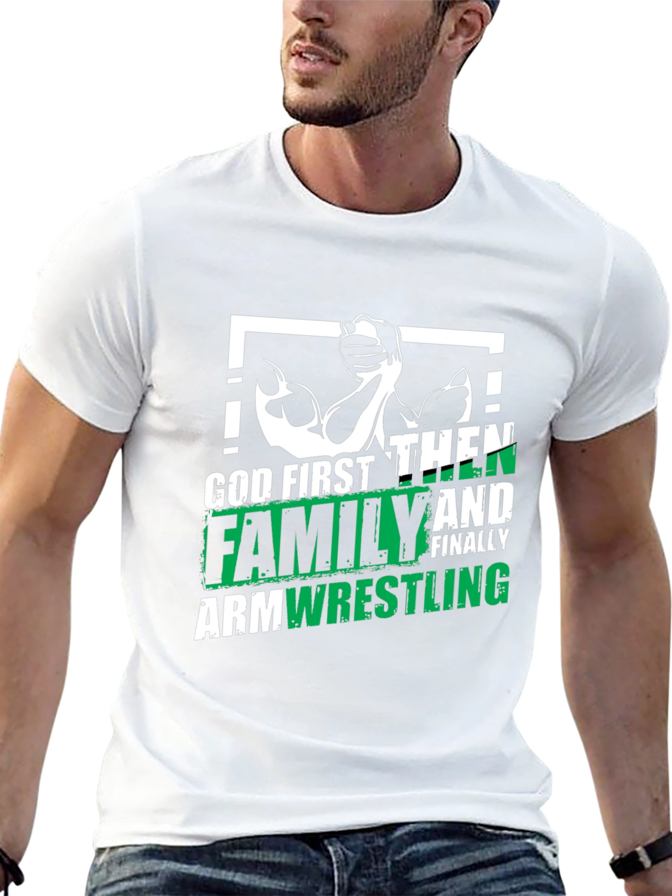 God First Family Armwrestling Graphic Tee