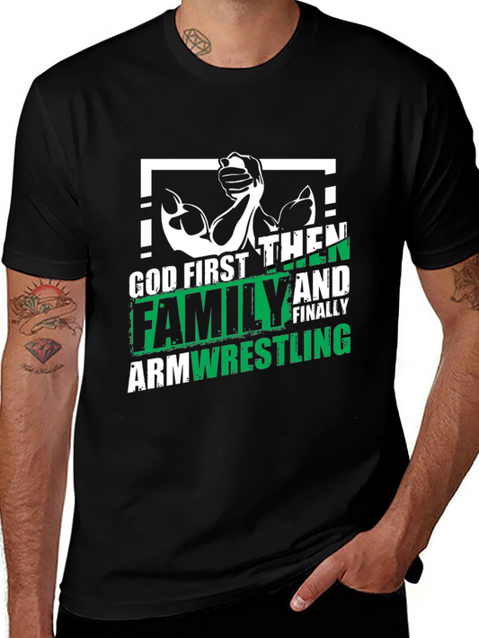 God First Family Armwrestling Graphic Tee