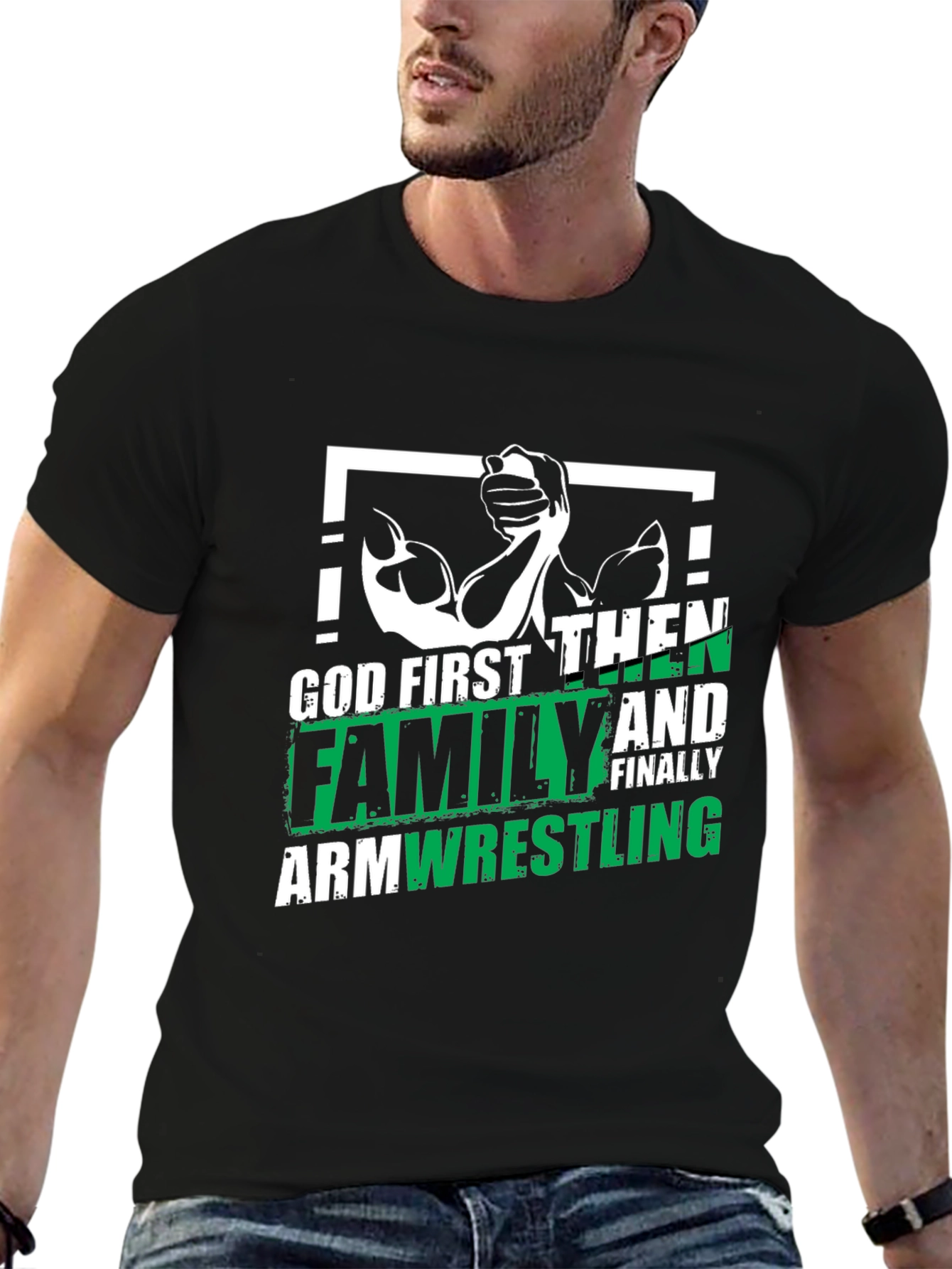God First Family Armwrestling Graphic Tee