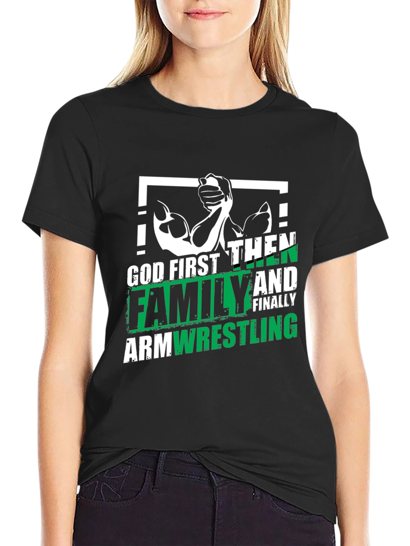 God First Family Armwrestling Graphic Tee
