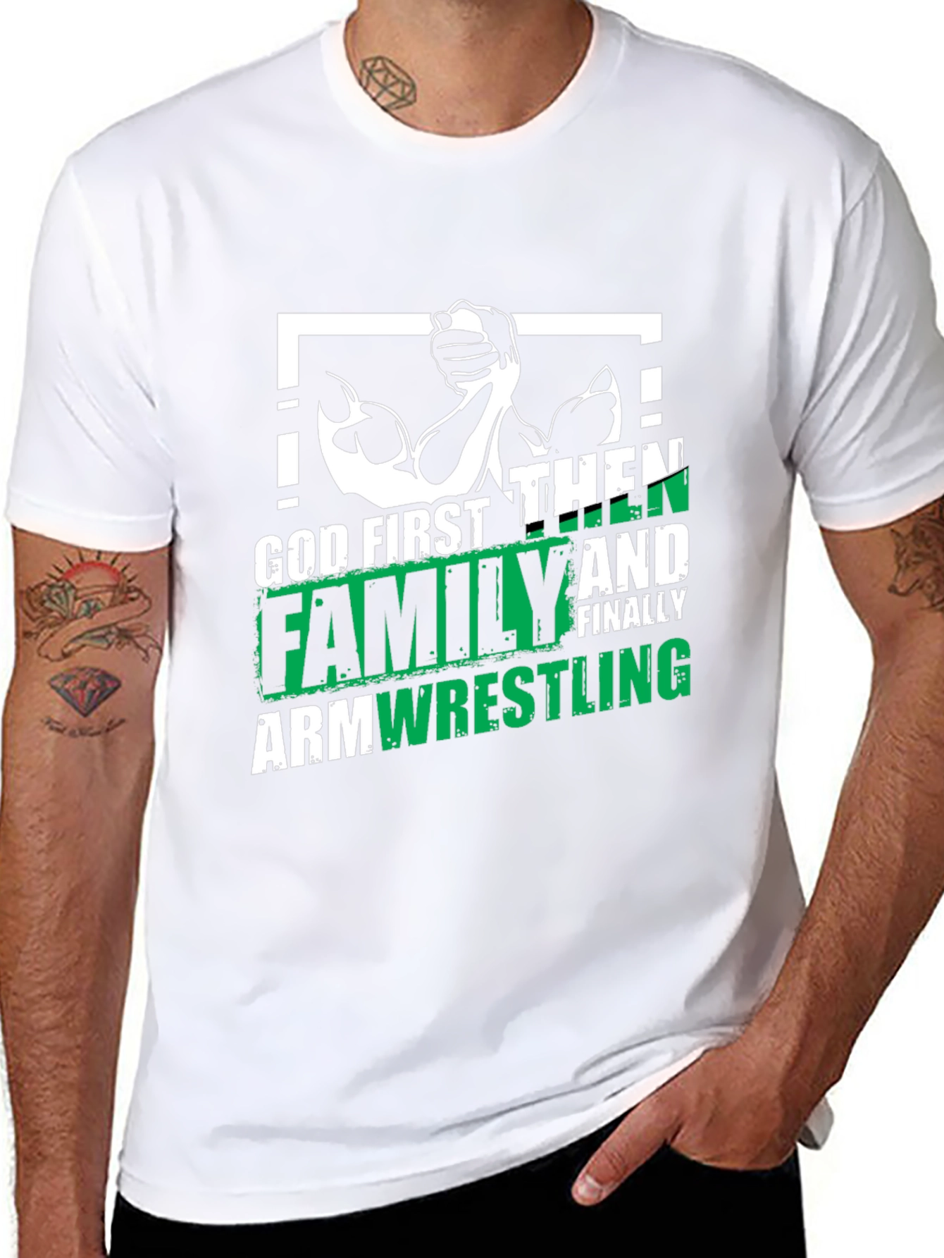 God First Family Armwrestling Graphic Tee