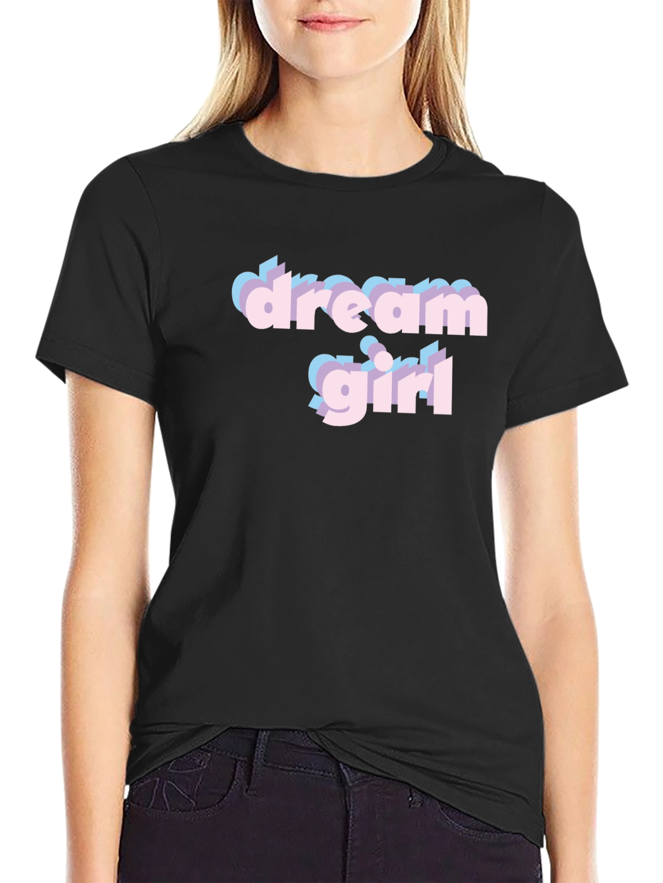 Dream Girl Graphic Tee - Stylish Black Cotton T-Shirt