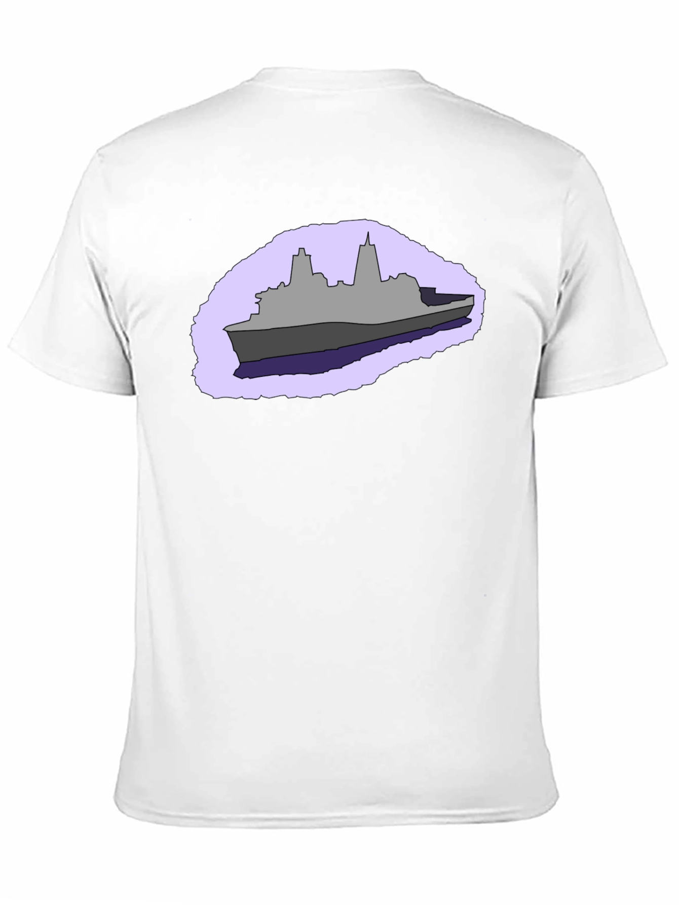 Naval Ship Graphic Tee - Black Cotton T-Shirt
