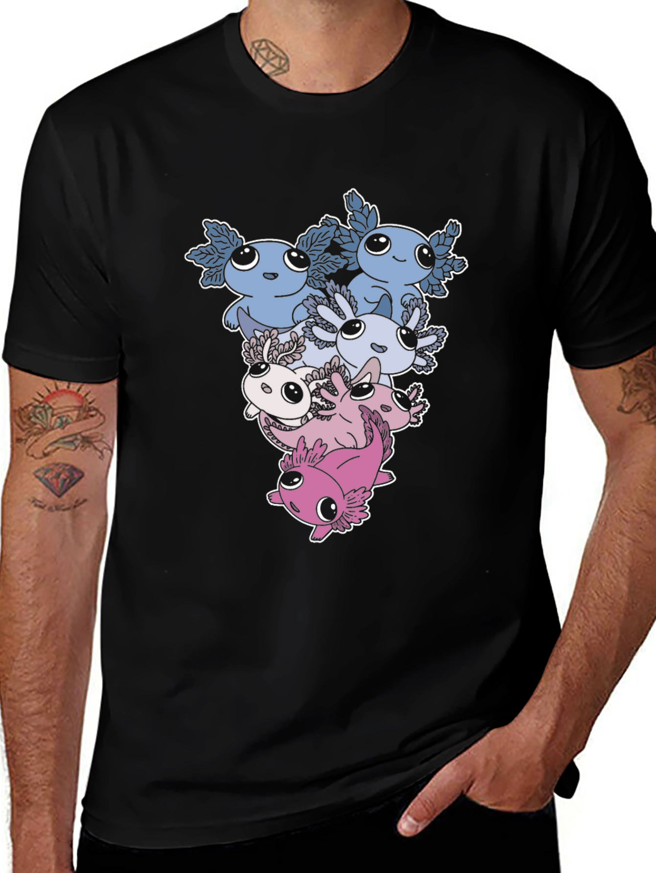 Cute Axolotl Stack Graphic Tee
