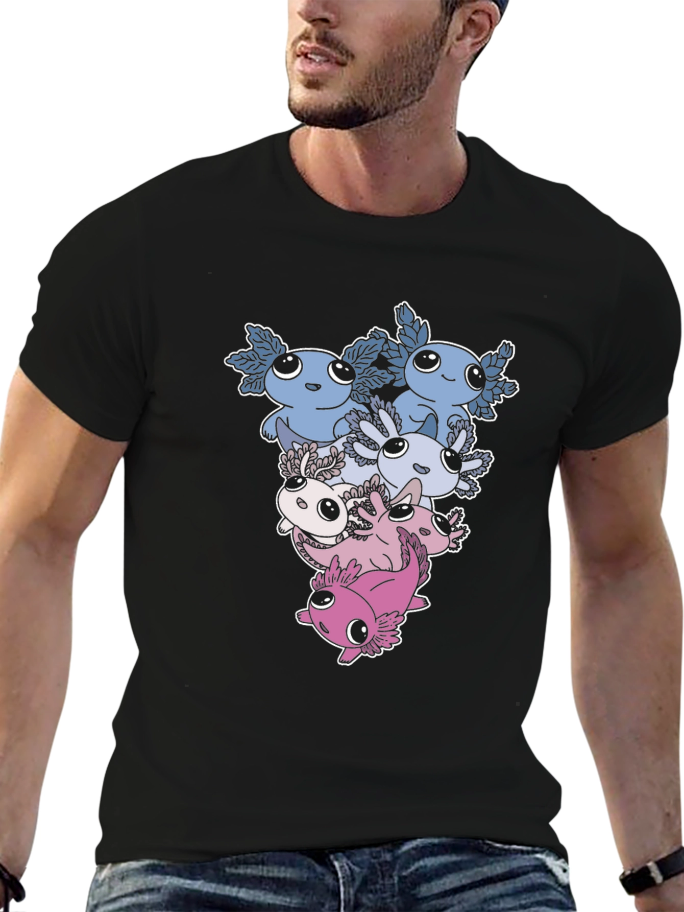 Cute Axolotl Stack Graphic Tee