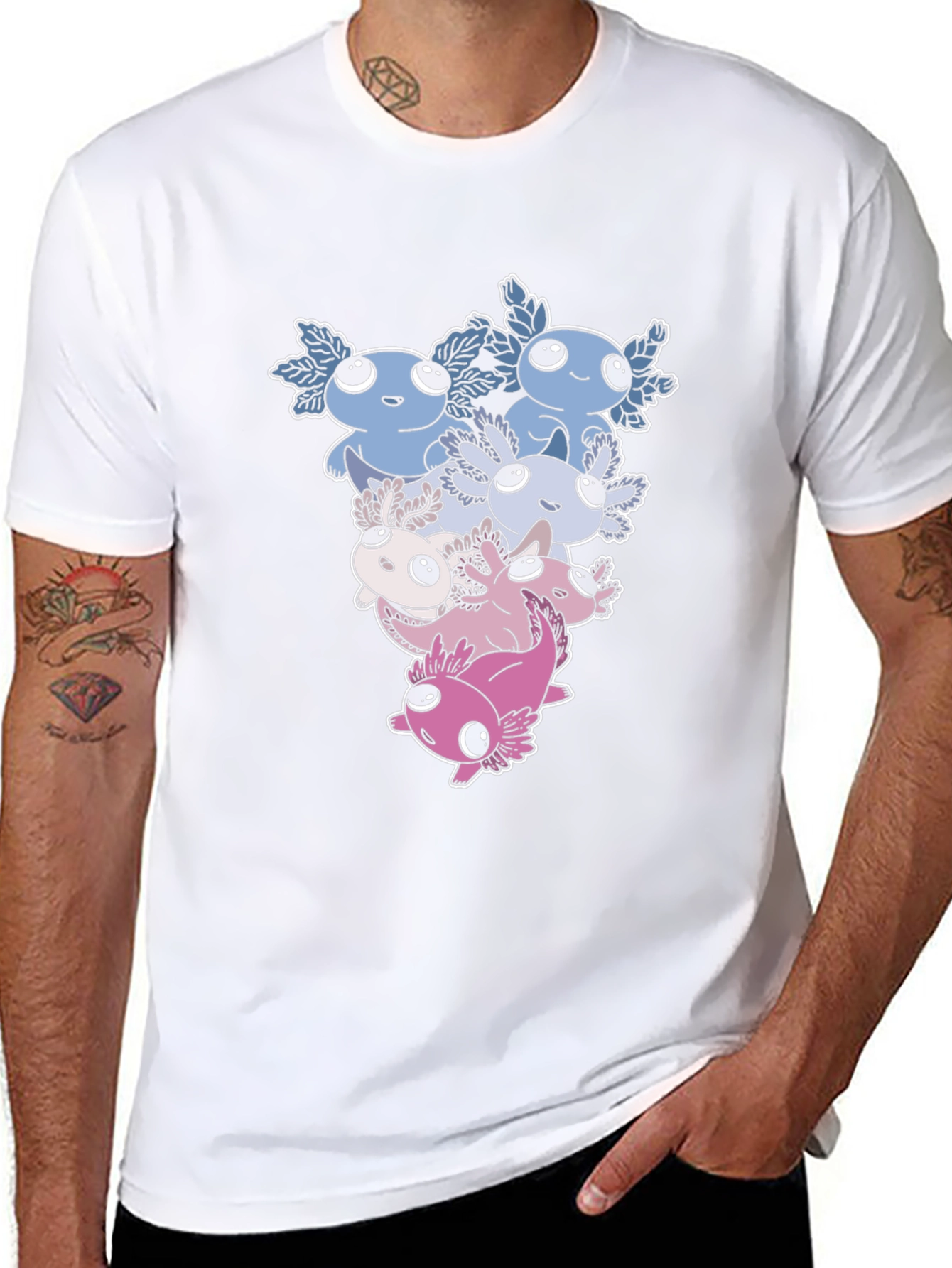 Cute Axolotl Stack Graphic Tee