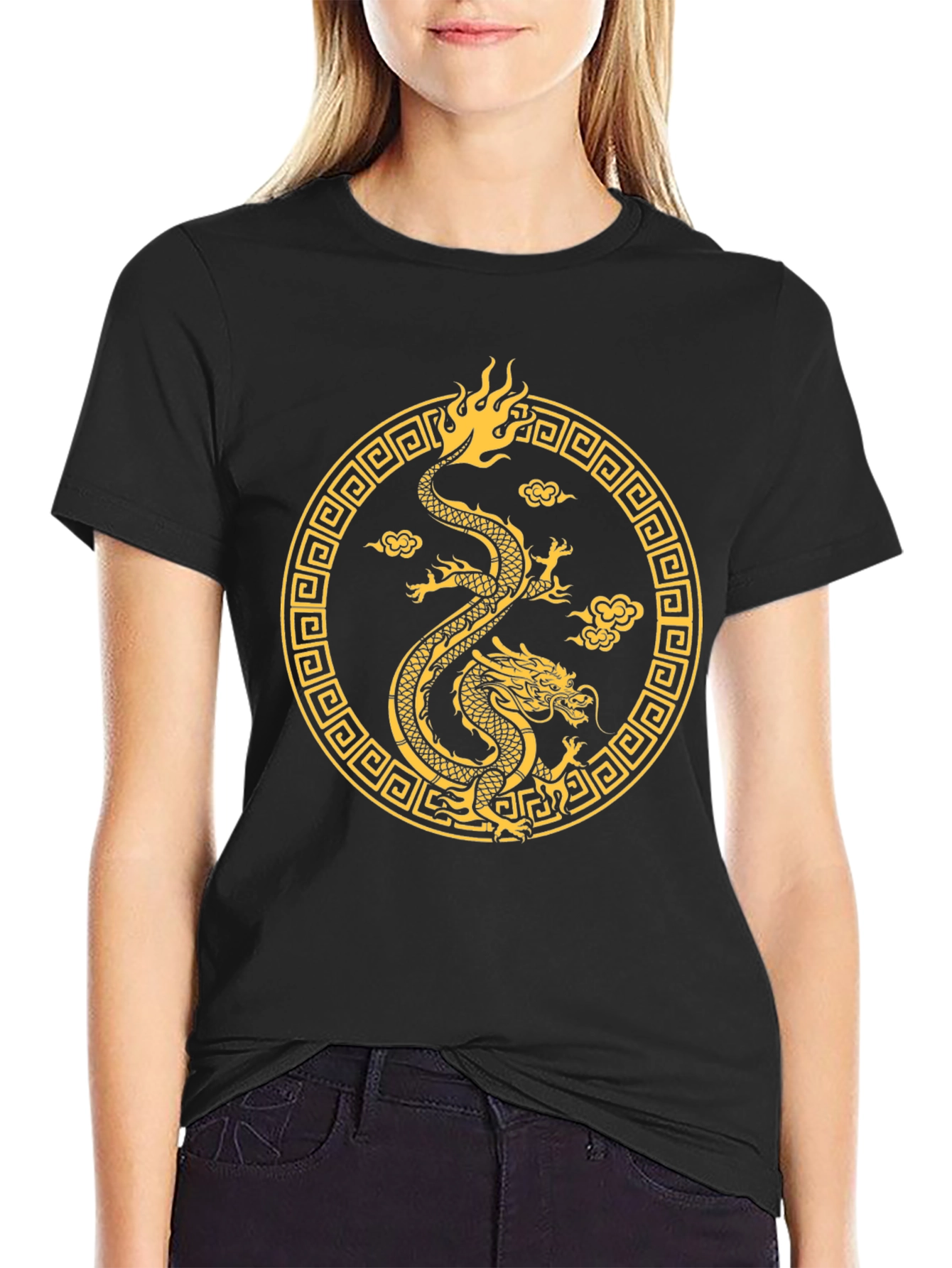 Golden Dragon Graphic Tee - Black