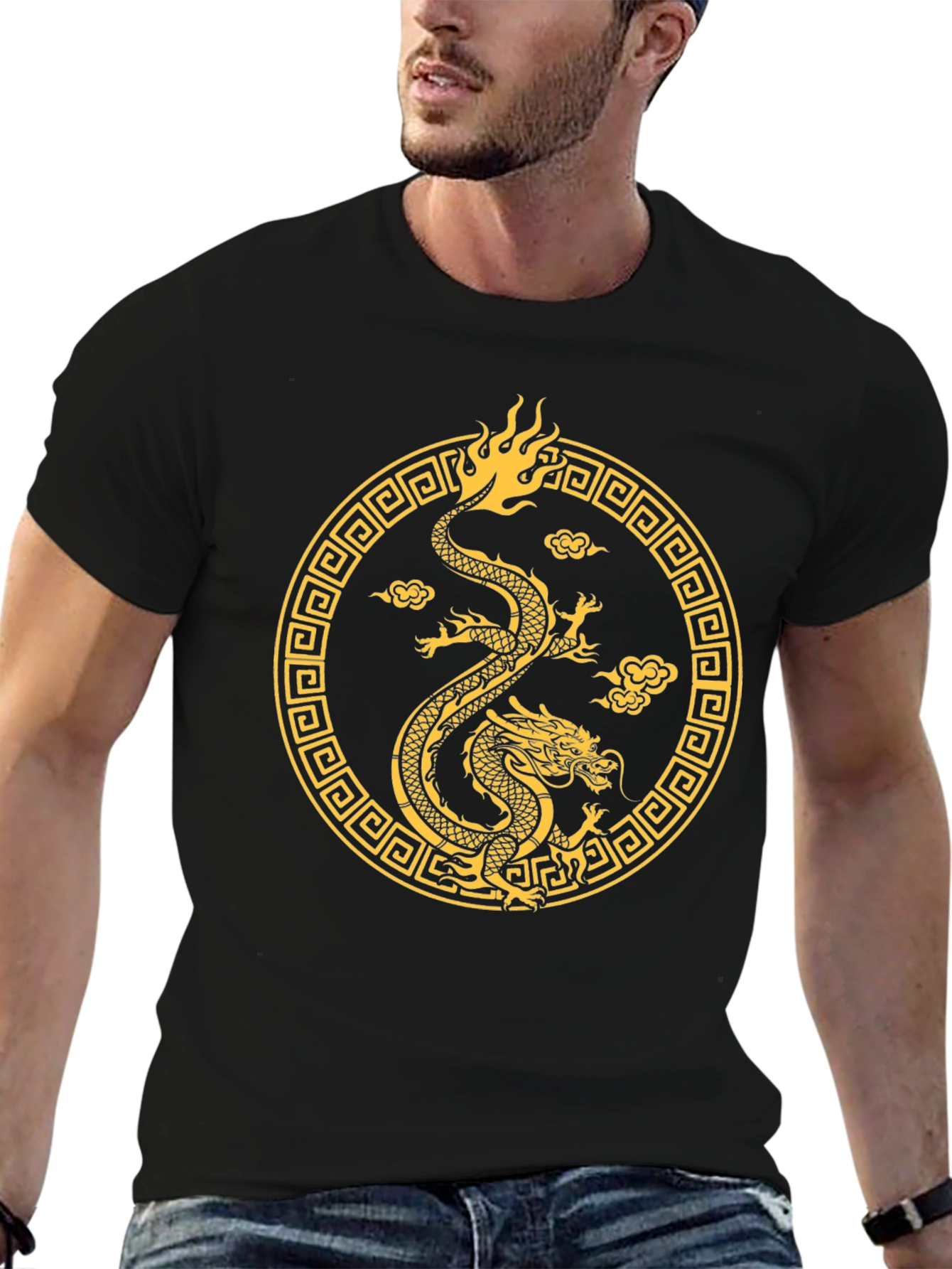 Golden Dragon Graphic Tee - Black