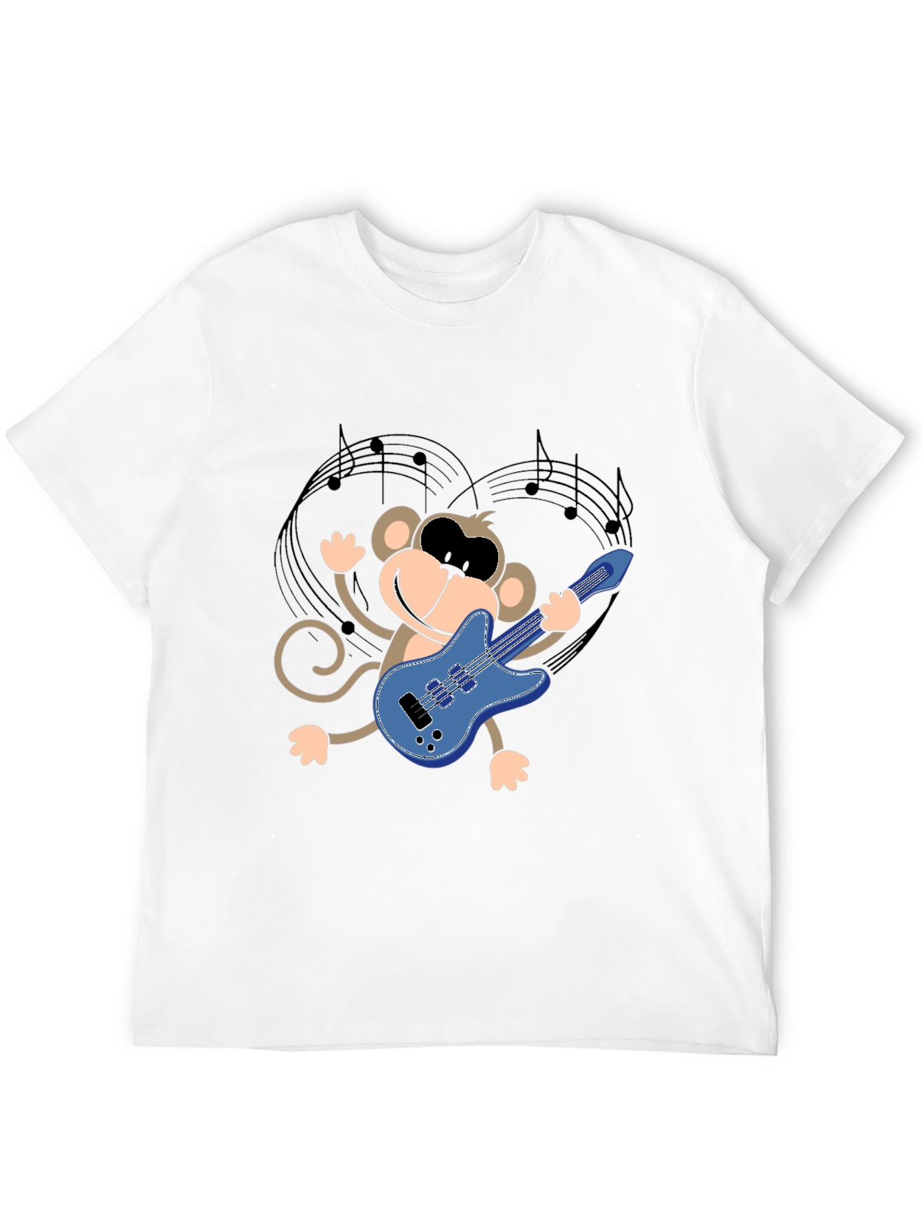 Monkey Guitarist Graphic Tee - Black Unisex T-Shirt