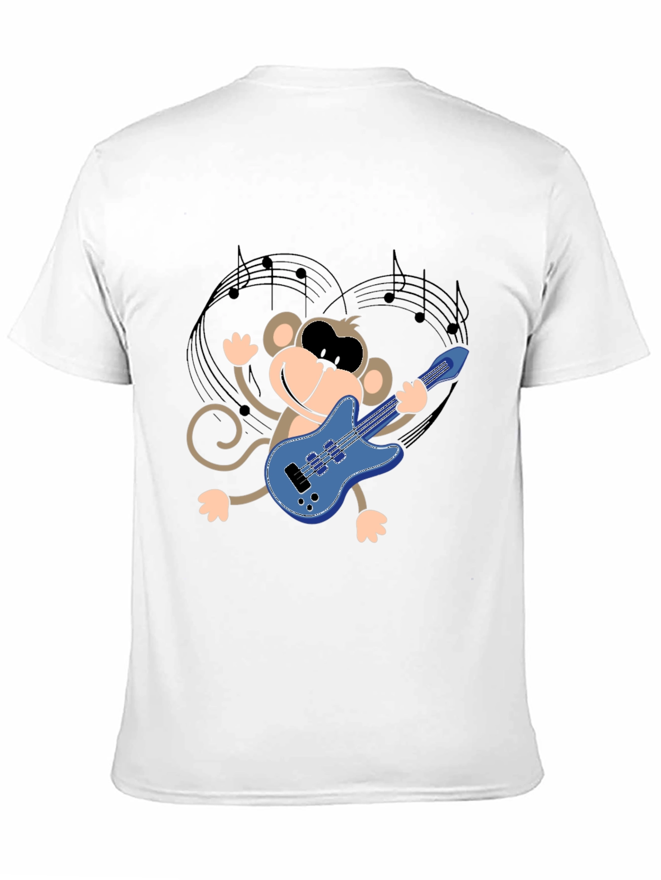 Monkey Guitarist Graphic Tee - Black Unisex T-Shirt