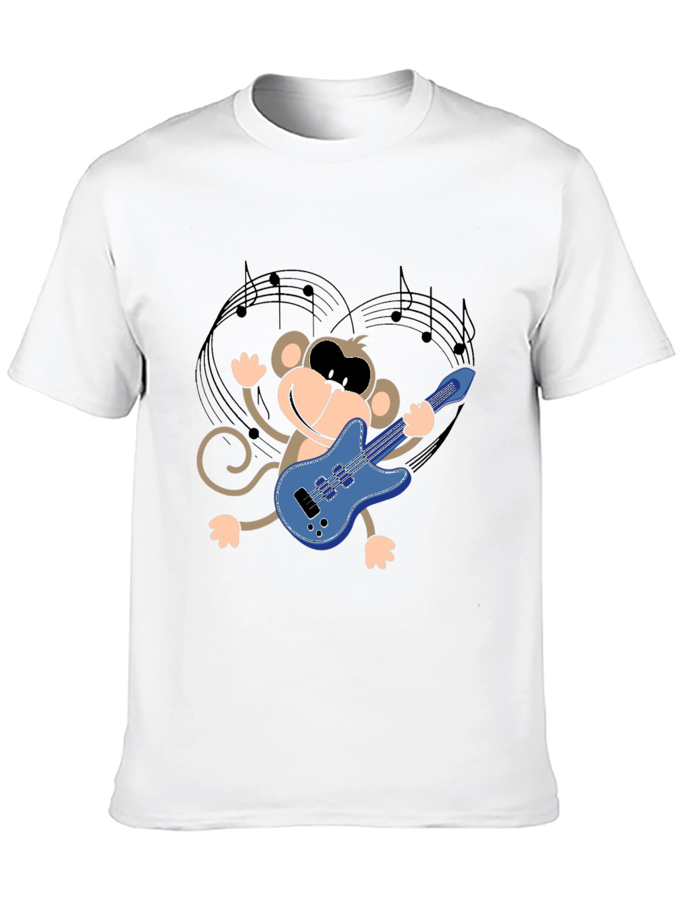Monkey Guitarist Graphic Tee - Black Unisex T-Shirt