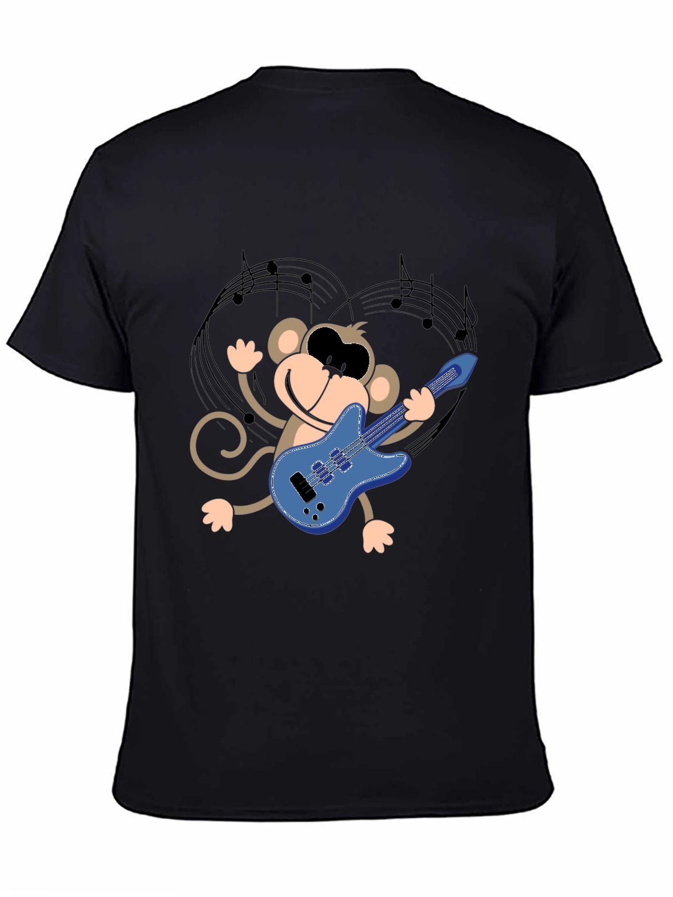 Monkey Guitarist Graphic Tee - Black Unisex T-Shirt