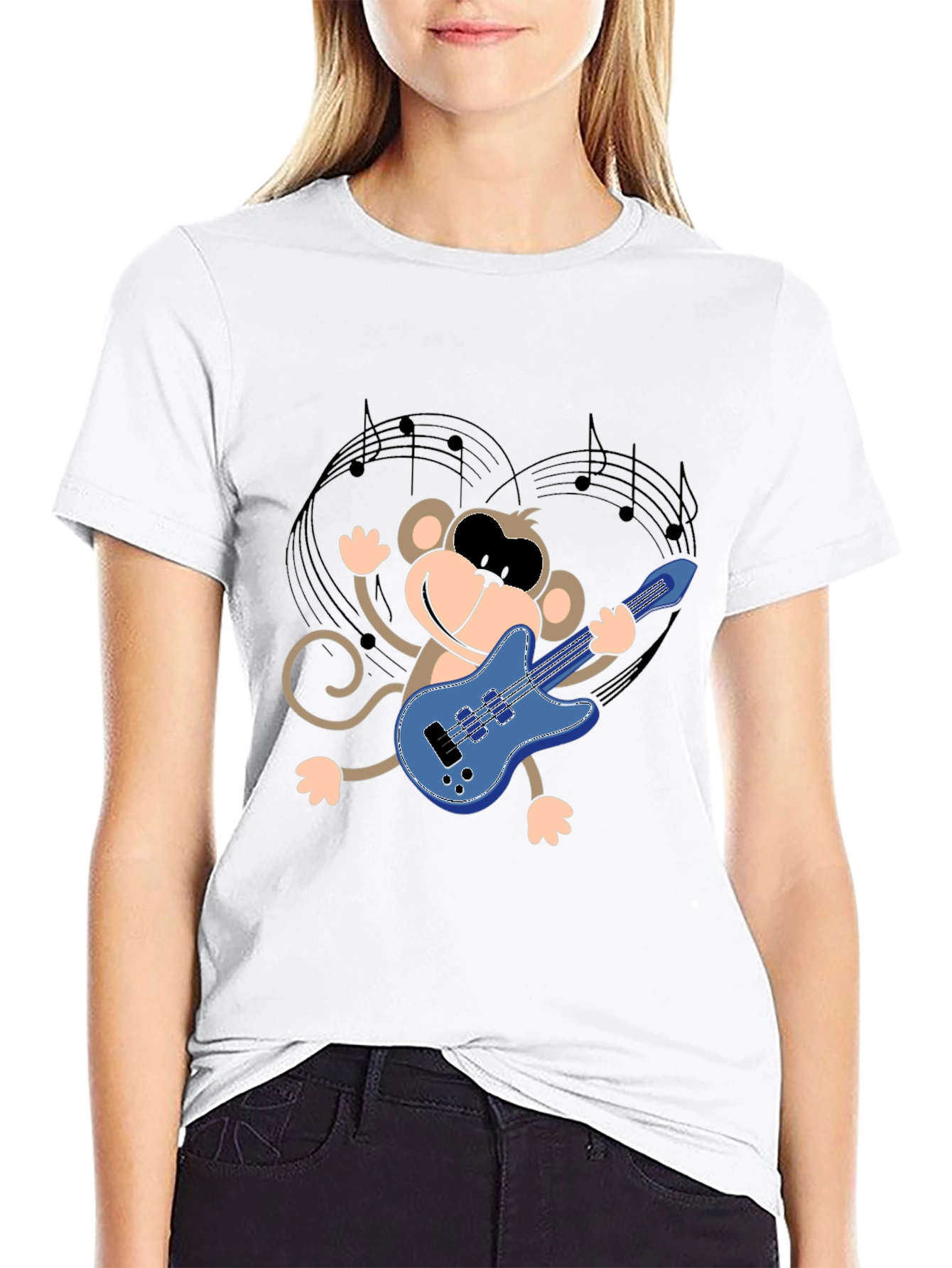 Monkey Guitarist Graphic Tee - Black Unisex T-Shirt