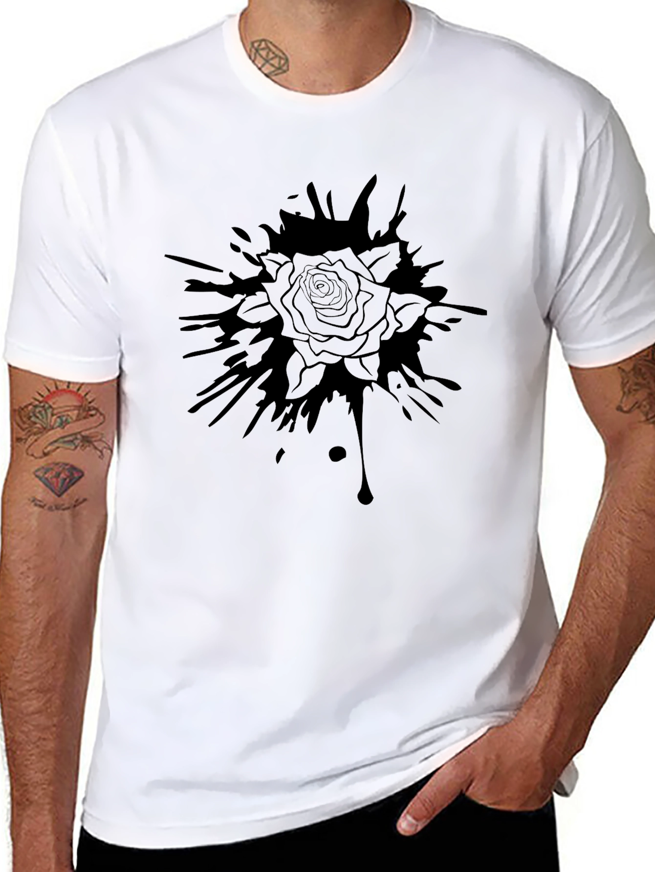 Black Rose Splash Graphic Tee
