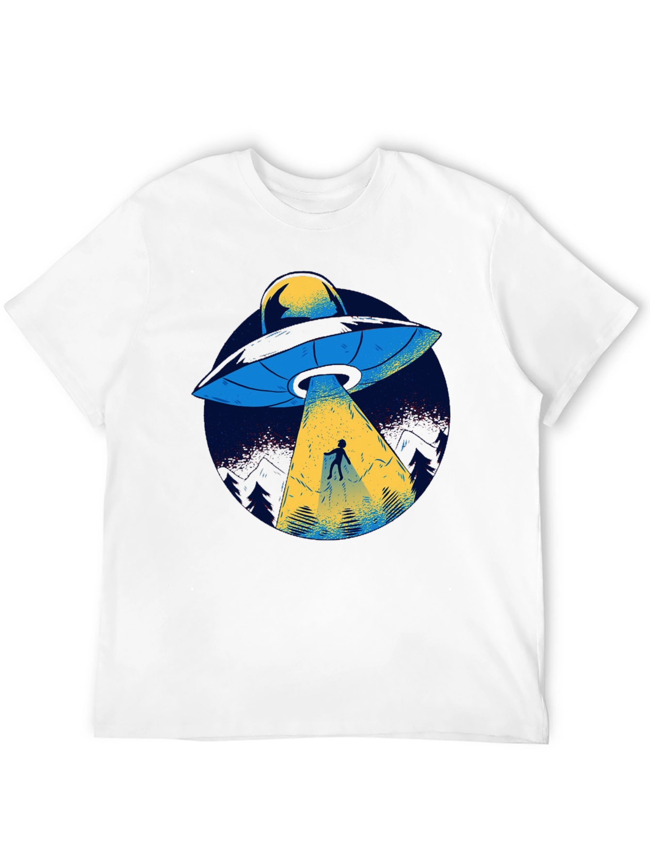 UFO Abduction Graphic Tee - Black Cotton T-Shirt