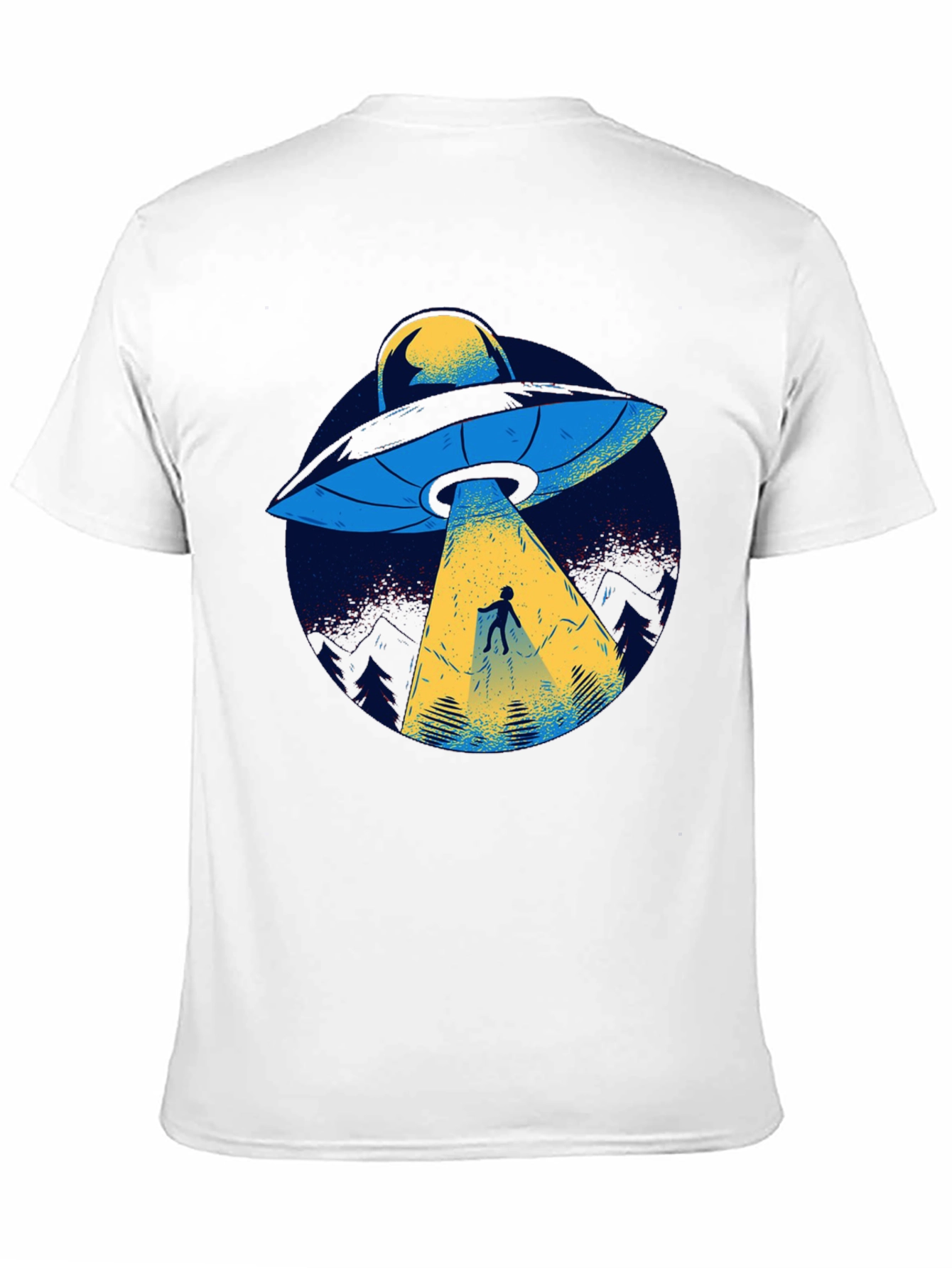 UFO Abduction Graphic Tee - Black Cotton T-Shirt