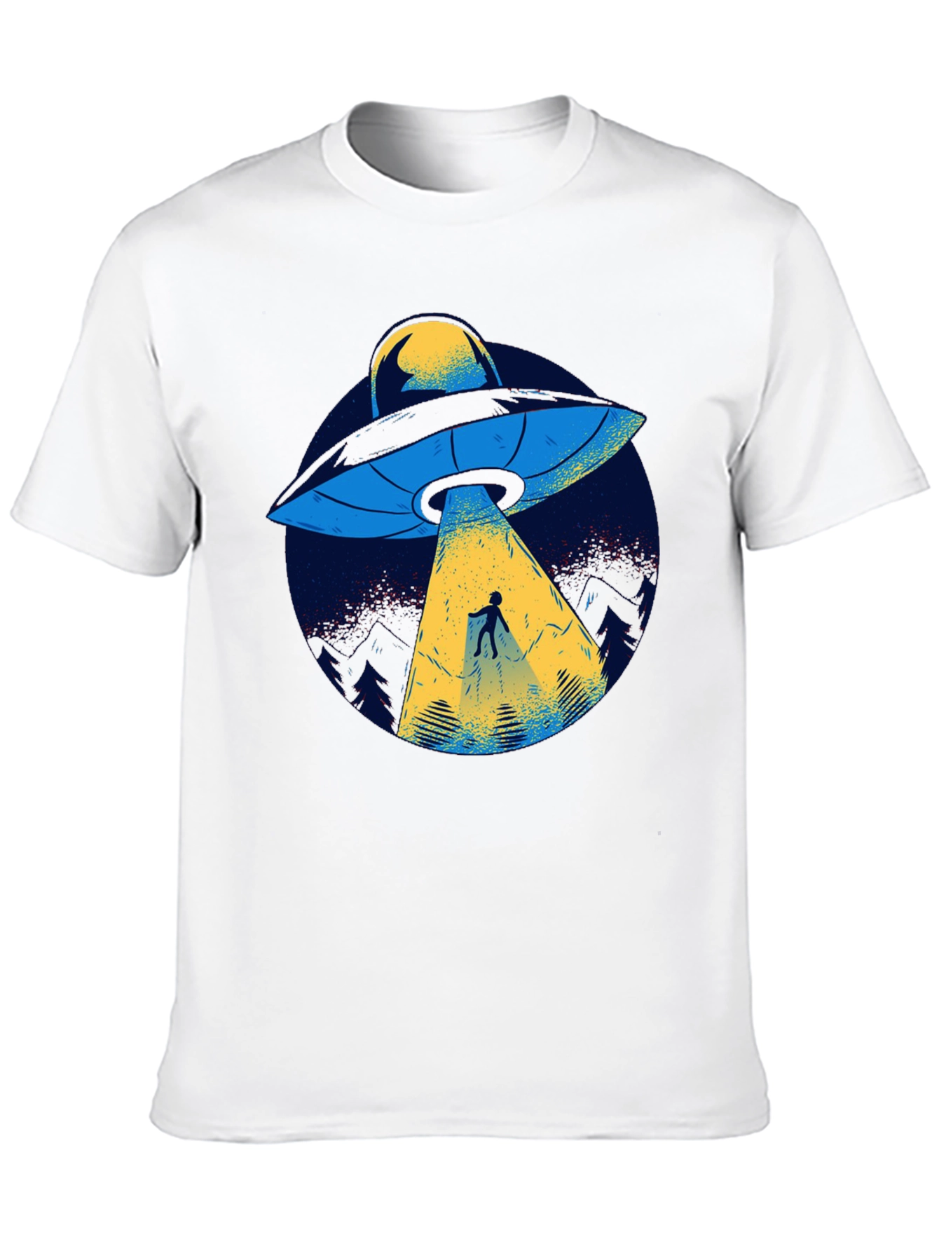 UFO Abduction Graphic Tee - Black Cotton T-Shirt