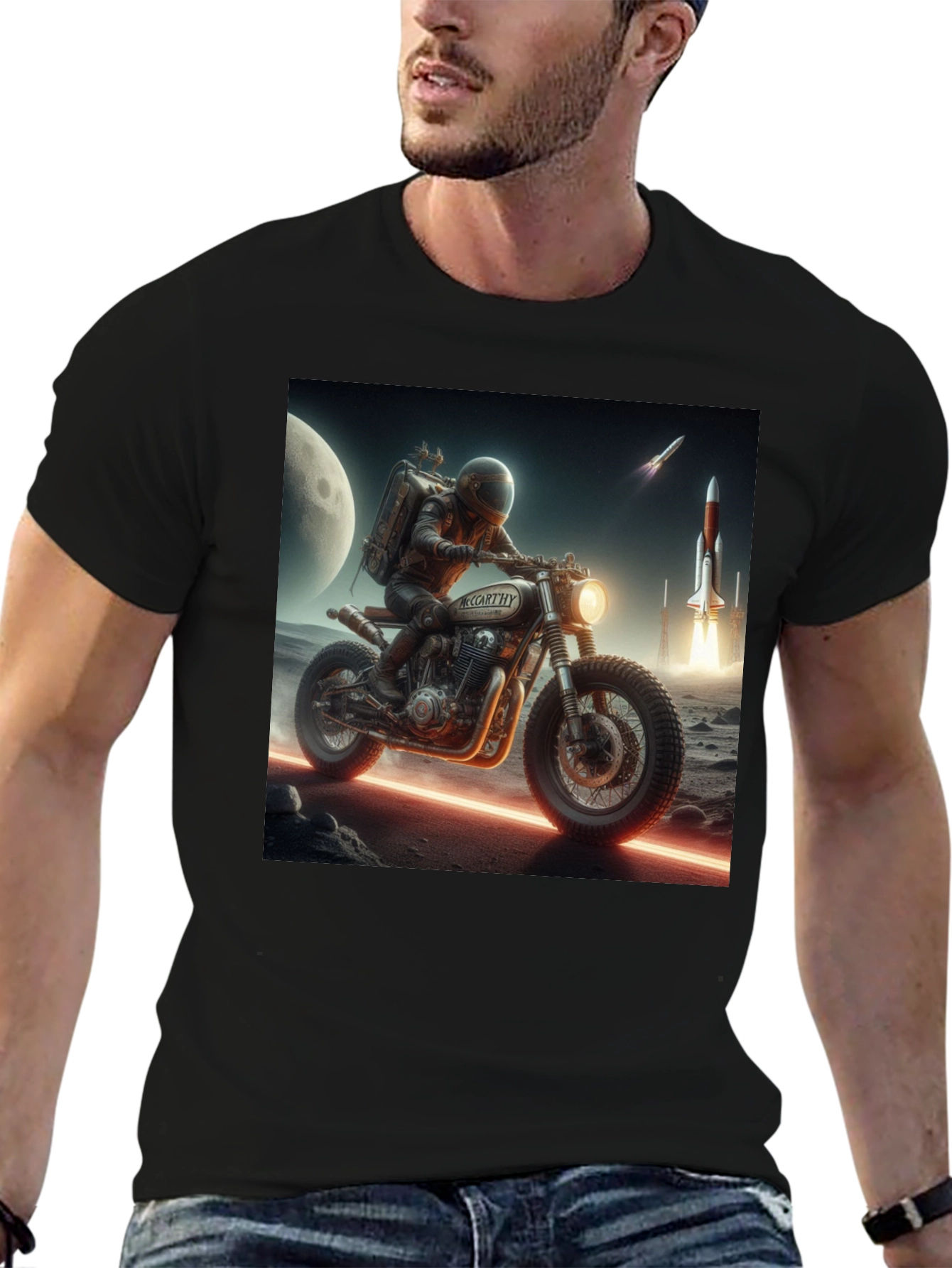 Sci-Fi Motorcycle Graphic T-Shirt