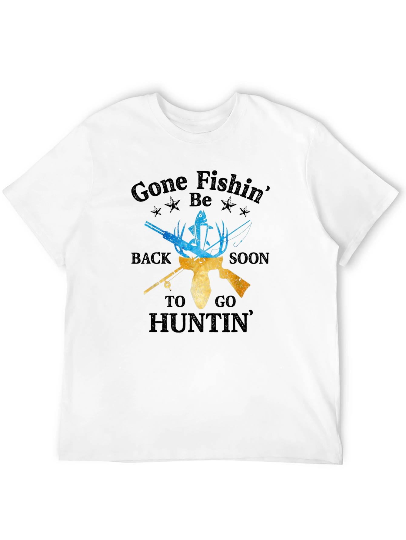Gone Fishin Hunting Graphic T-Shirt