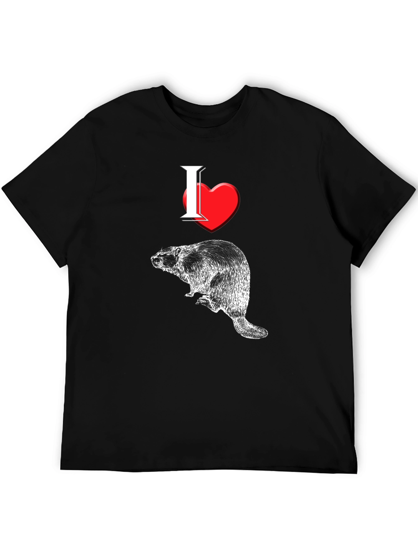 I Heart Beavers Mens Black Graphic Tee