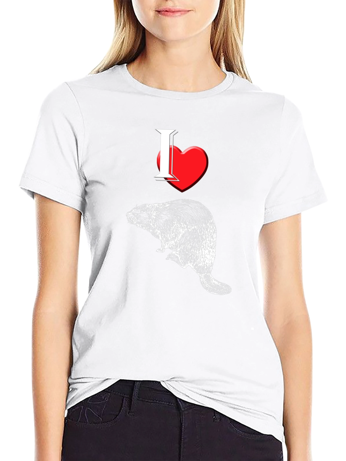 I Heart Beavers Mens Black Graphic Tee