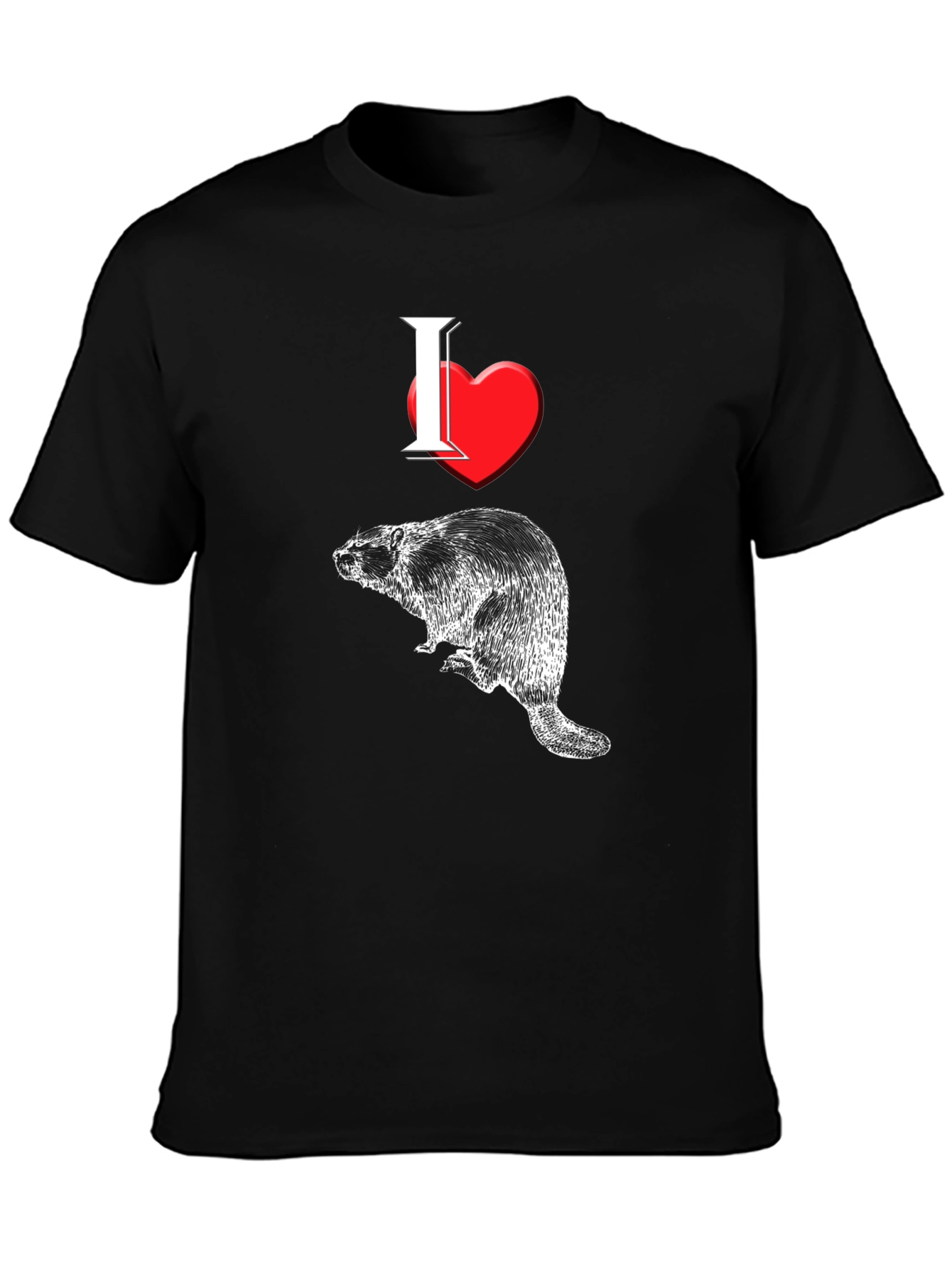I Heart Beavers Mens Black Graphic Tee